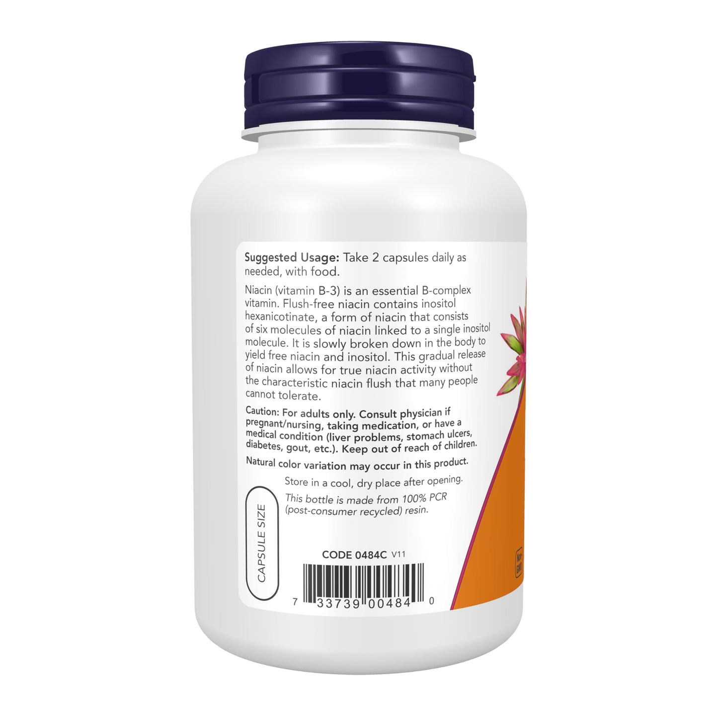 NOW Foods Niacin (Vitamin B-3) 250 mg, Flush-Free, 180 Veg Capsules