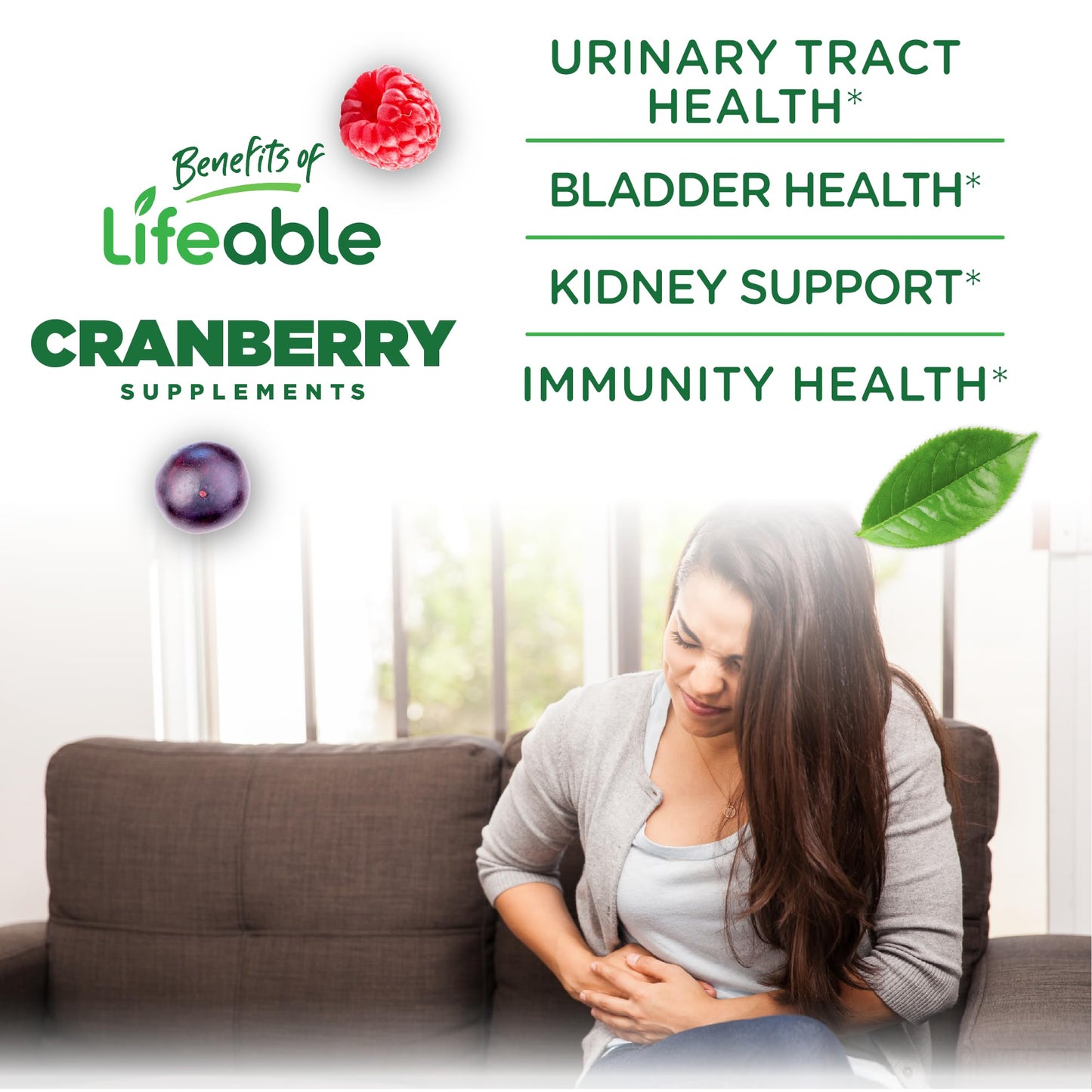 Lifeable Cranberry Gummies for Women, Urinary Tract Health, Vegan, 60 Count