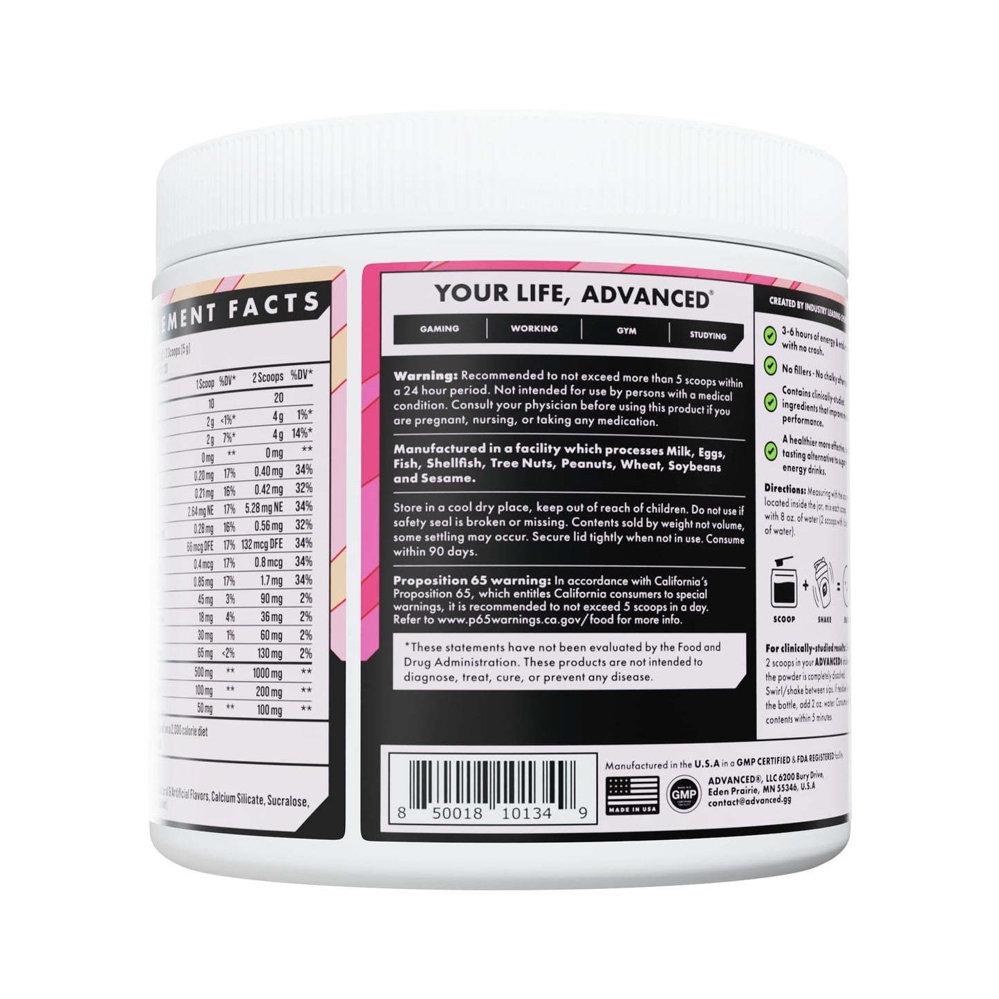 Advanced Energy - Energy Boosting Formula with Electrolytes for Hydration - L-Theanine to Combat Jitters - Sugar Free & Keto Friendly - No Maltodextrin Powder 4.58 Ounce