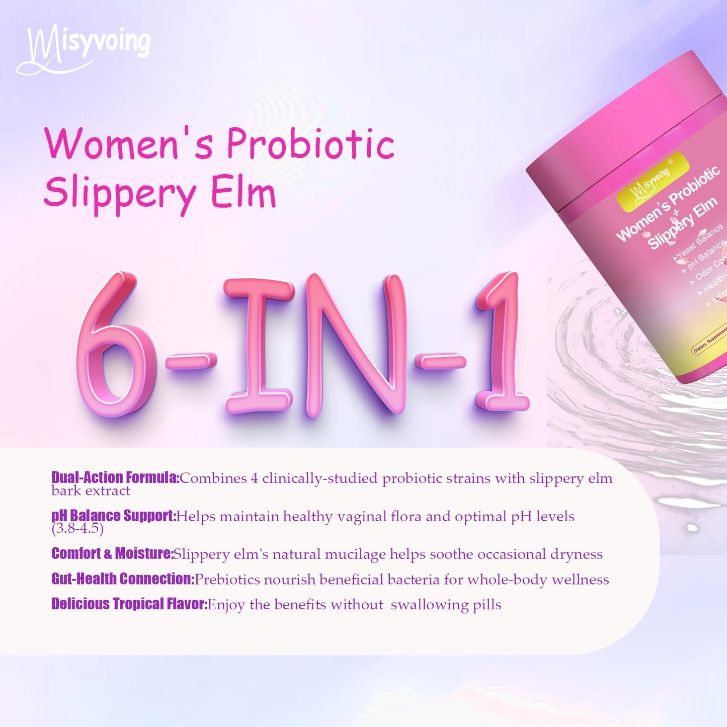 Misyvoing Her Juicy Feminine Probiotics for pH Balance Gummies, 60 Count
