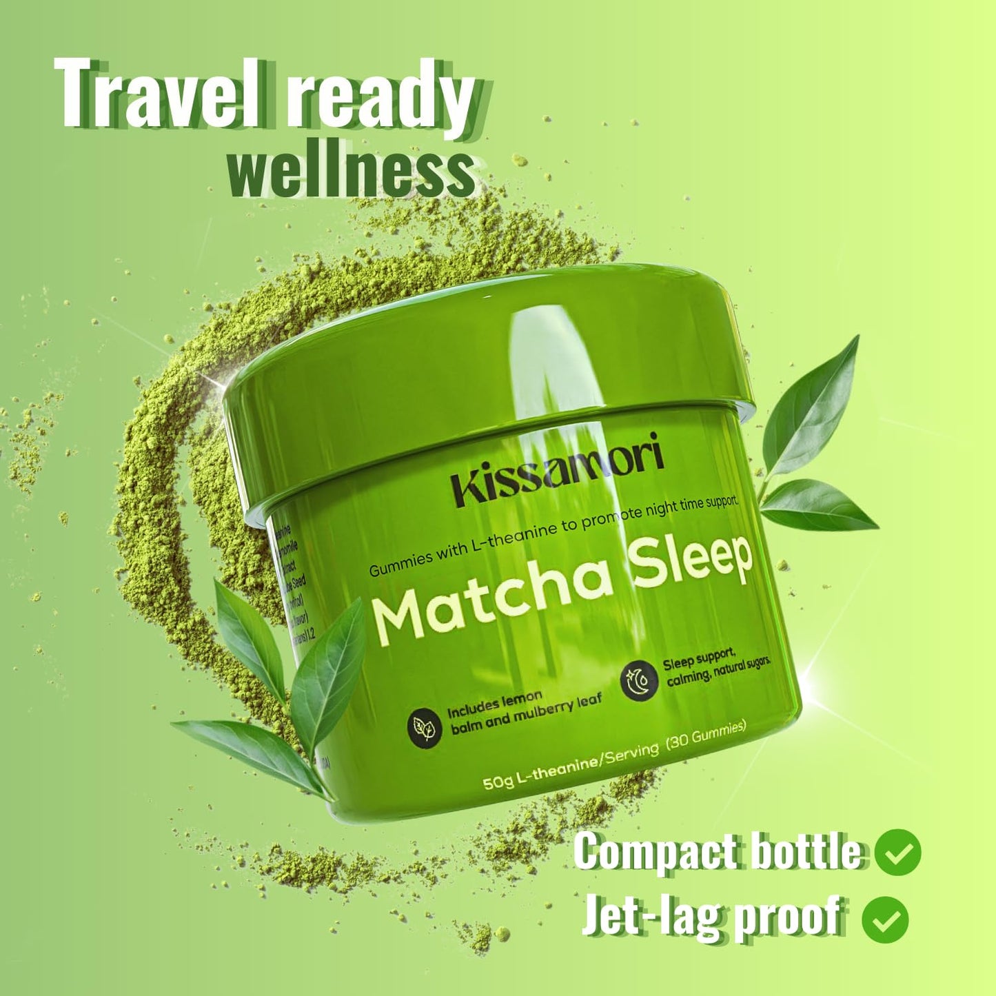 Kissamori Matcha Sleep Gummies Gummy, 30 Count