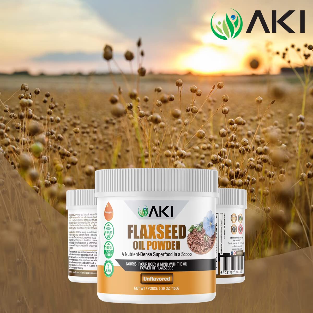 AKI Organic Flaxseed Oil Powder, 6 oz