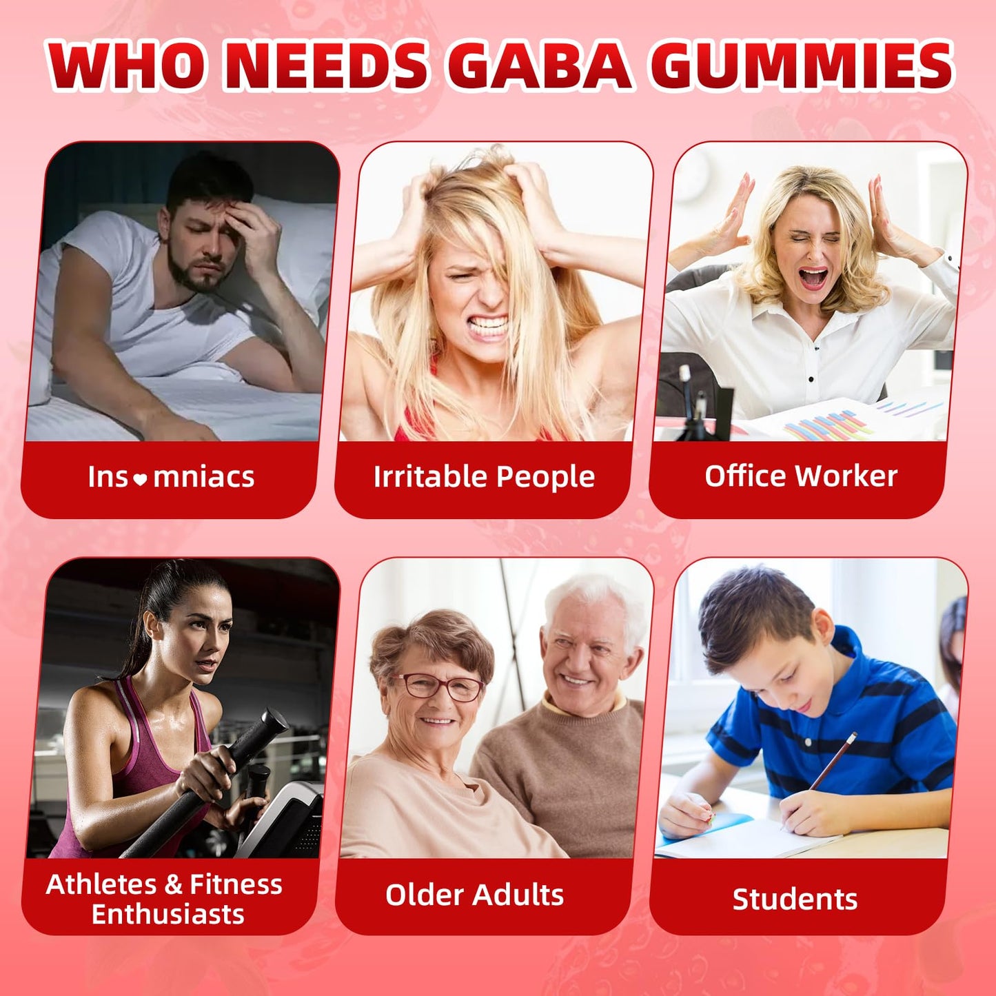 XIAAN GABA Gummies 1000mg for Kids & Adults, Chewable GABA Supplements with L-Theanine, 5-HTP, Ashwagandha, B6, B12, D3 for Calm & Sleep, 120 Count