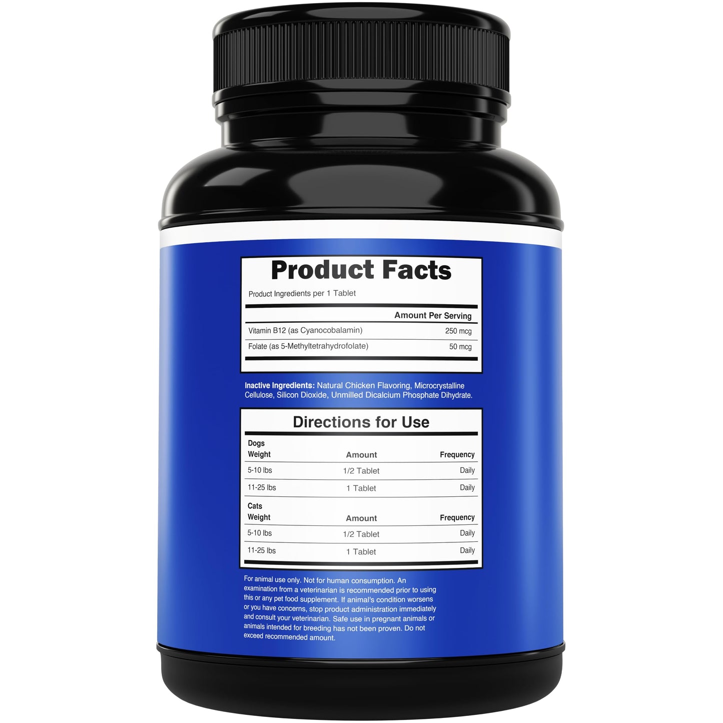 Peak Pets Vitamin B12 Supplement for Small Dogs & Cats Tablets, 120