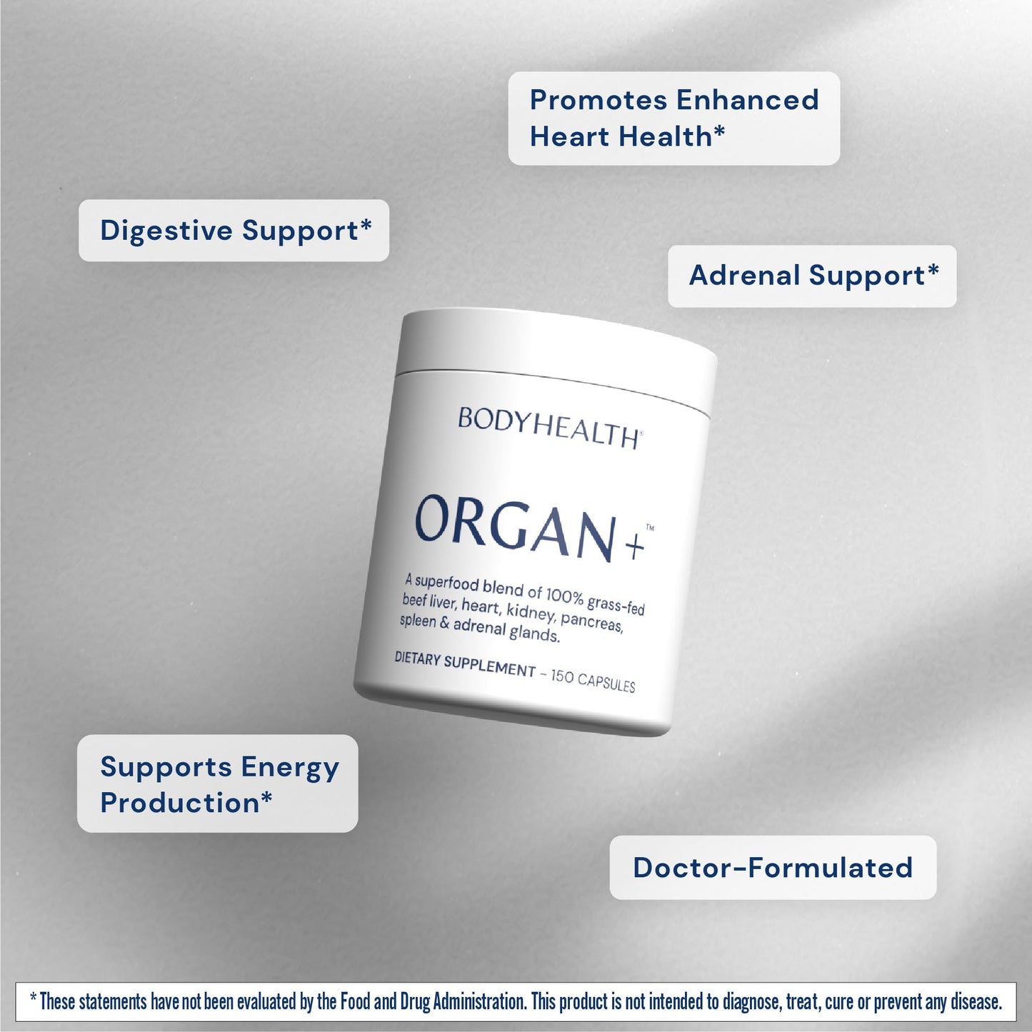 BodyHealth Organ+ Grass-Fed Glandular Organ Complex 150 Capsules