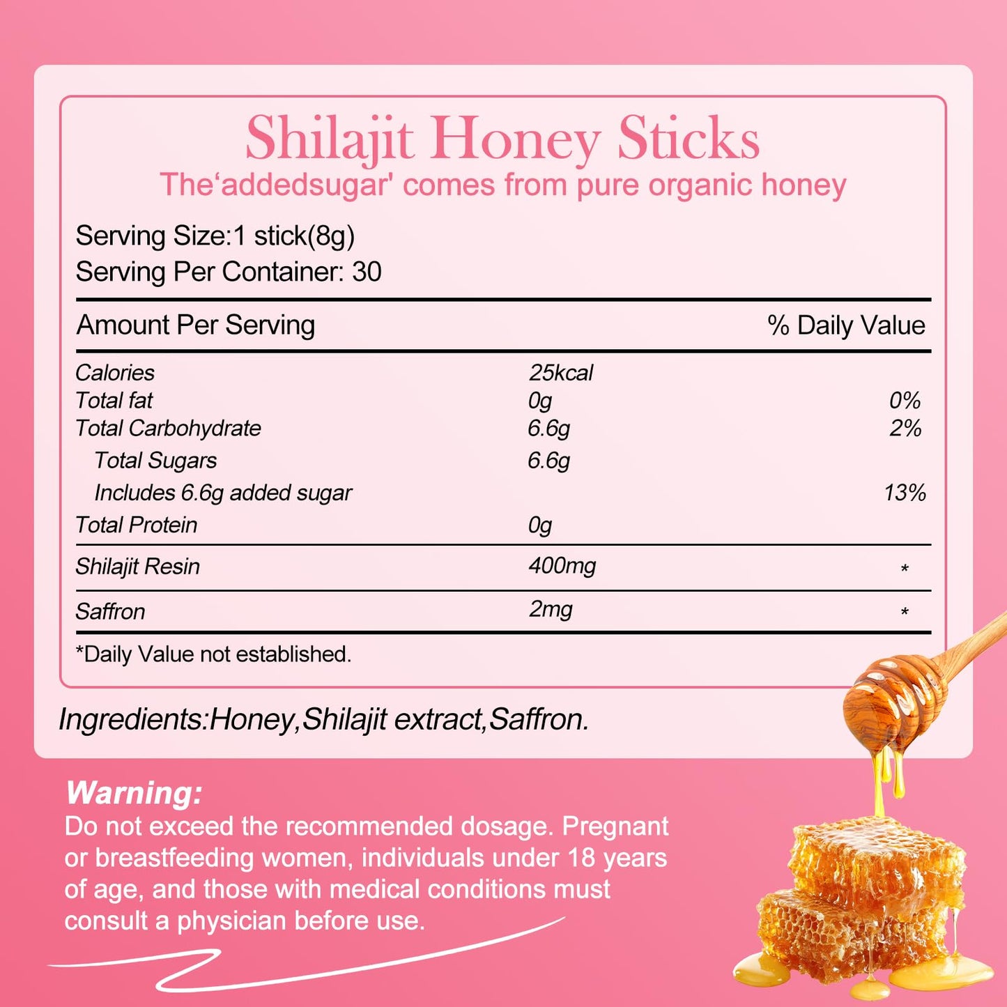 Marinix Shilajit Honey Sticks Gummy, 30 Sticks