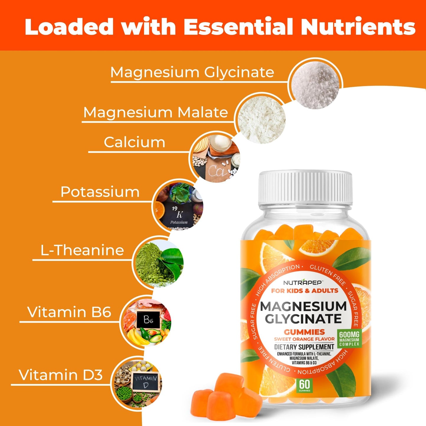 NutraPep Magnesium Glycinate Gummies, 120 Count