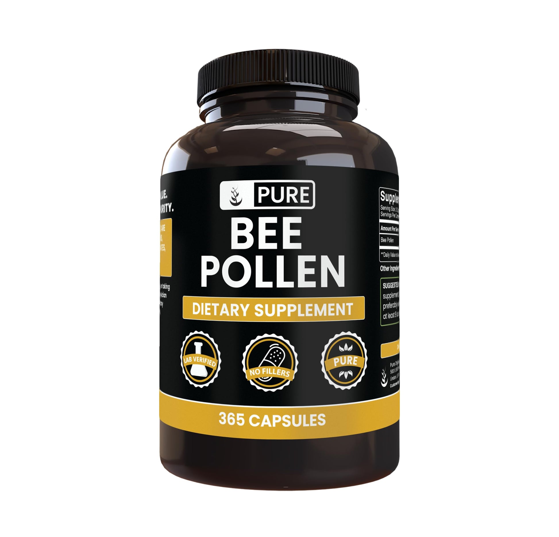 PURE ORIGINAL INGREDIENTS Bee Pollen Capsule, 365 Count
