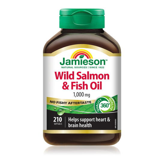 Jamieson Laboratories No Fishy Aftertaste - Wild Salmon & Fish Oil Softgel 210