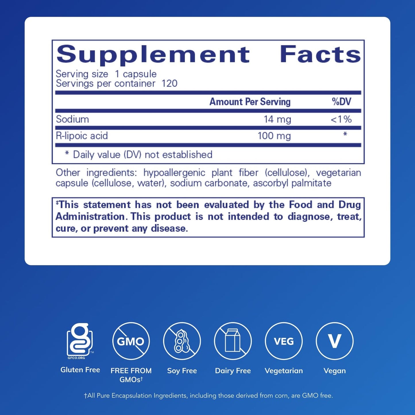 Pure Encapsulations R-Lipoic Acid (Stabilized) 120 Capsules