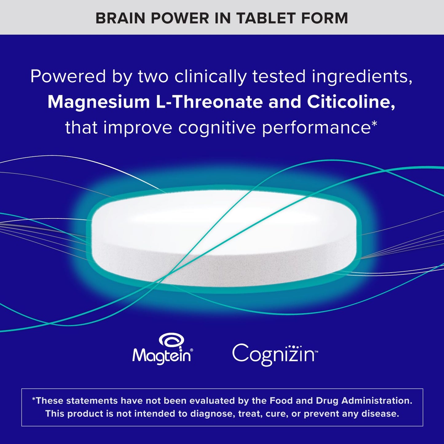 Qunol Brain Health Memory Plus Magnesium L-Threonate & Citicoline Tablets, 60 Count