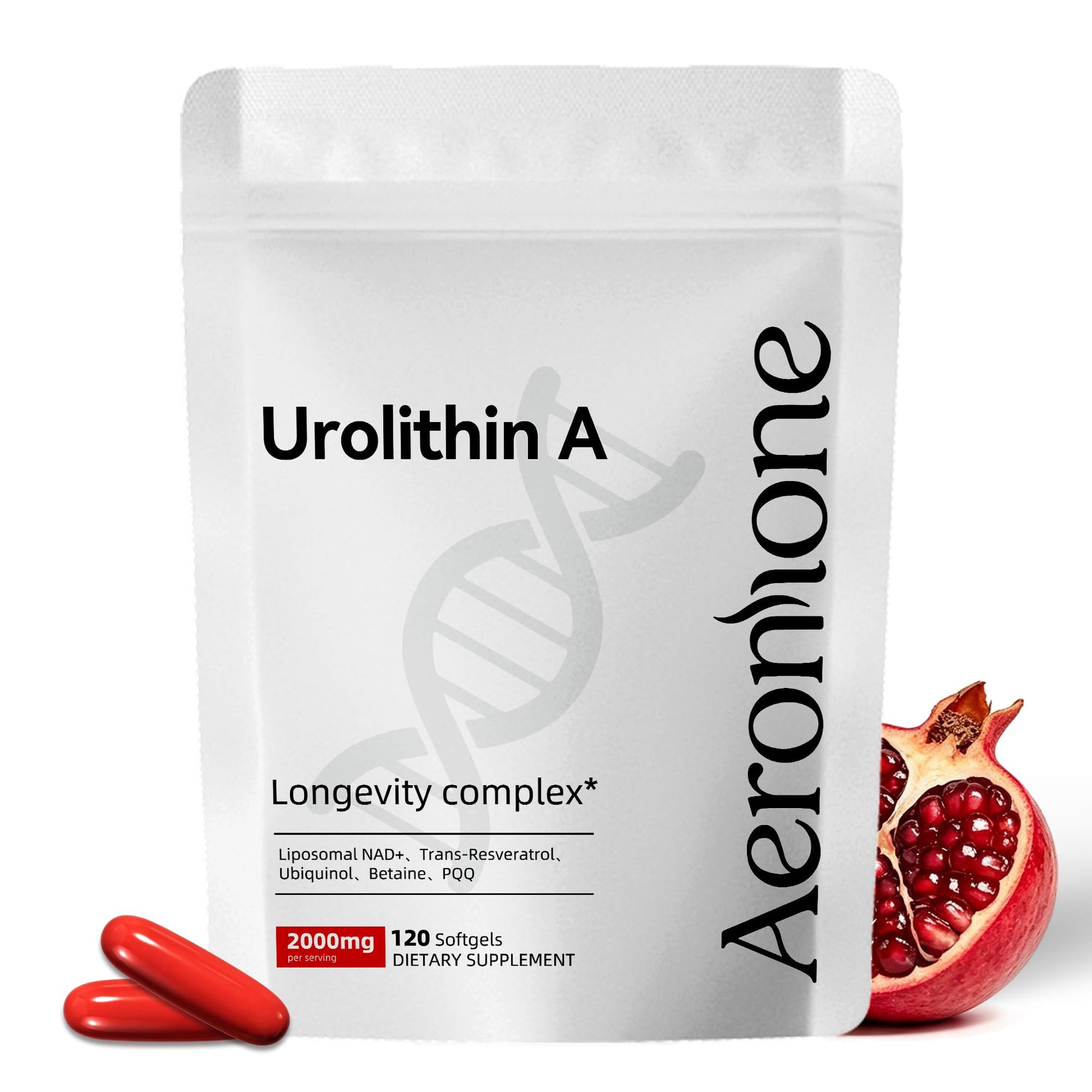 Aeromone Urolithin A Supplement, 2000mg 6 in 1 Vital Longevity Blend Softgels, 120 Count