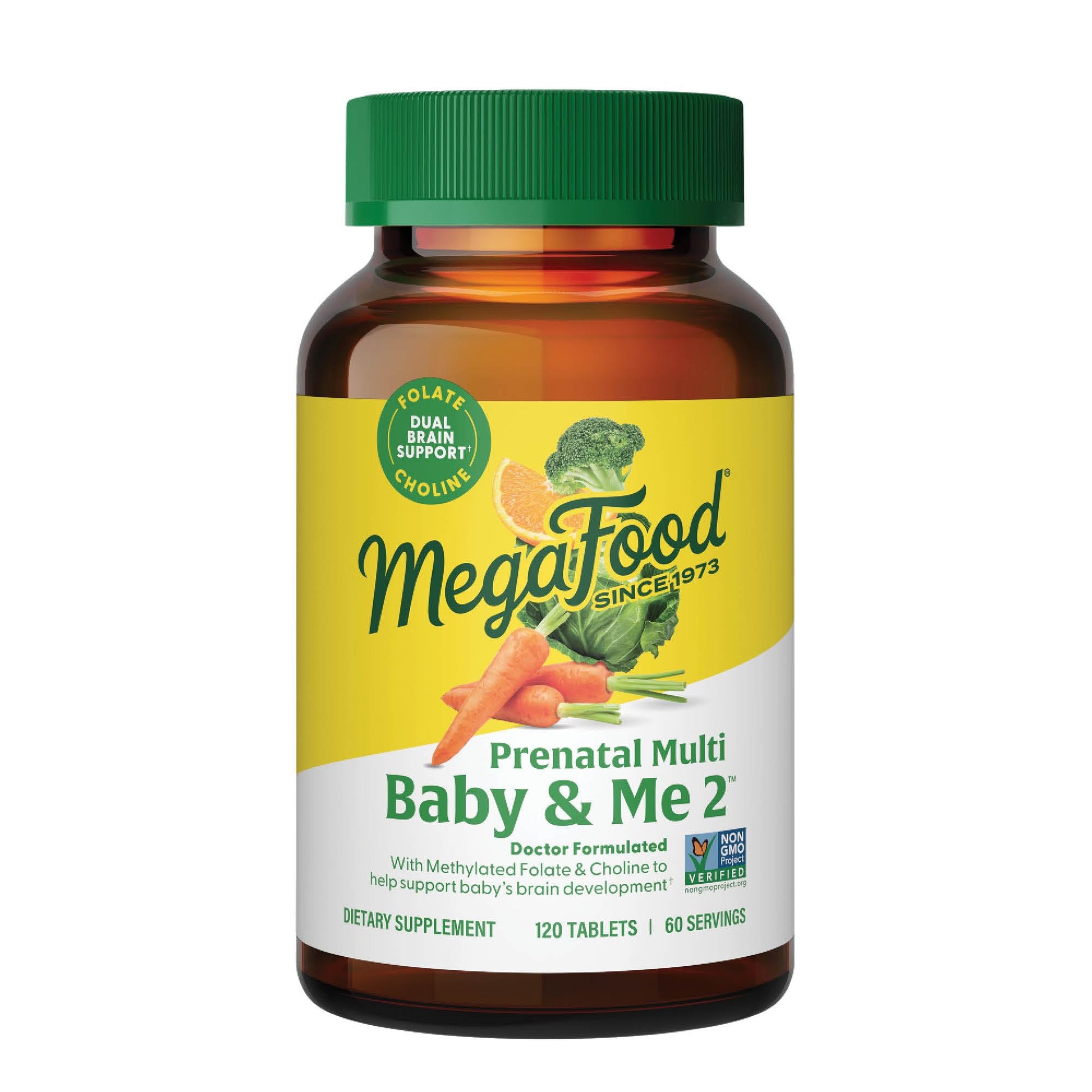 MegaFood Baby & Me 2 Prenatal Vitamin and Minerals, 120 Tablets
