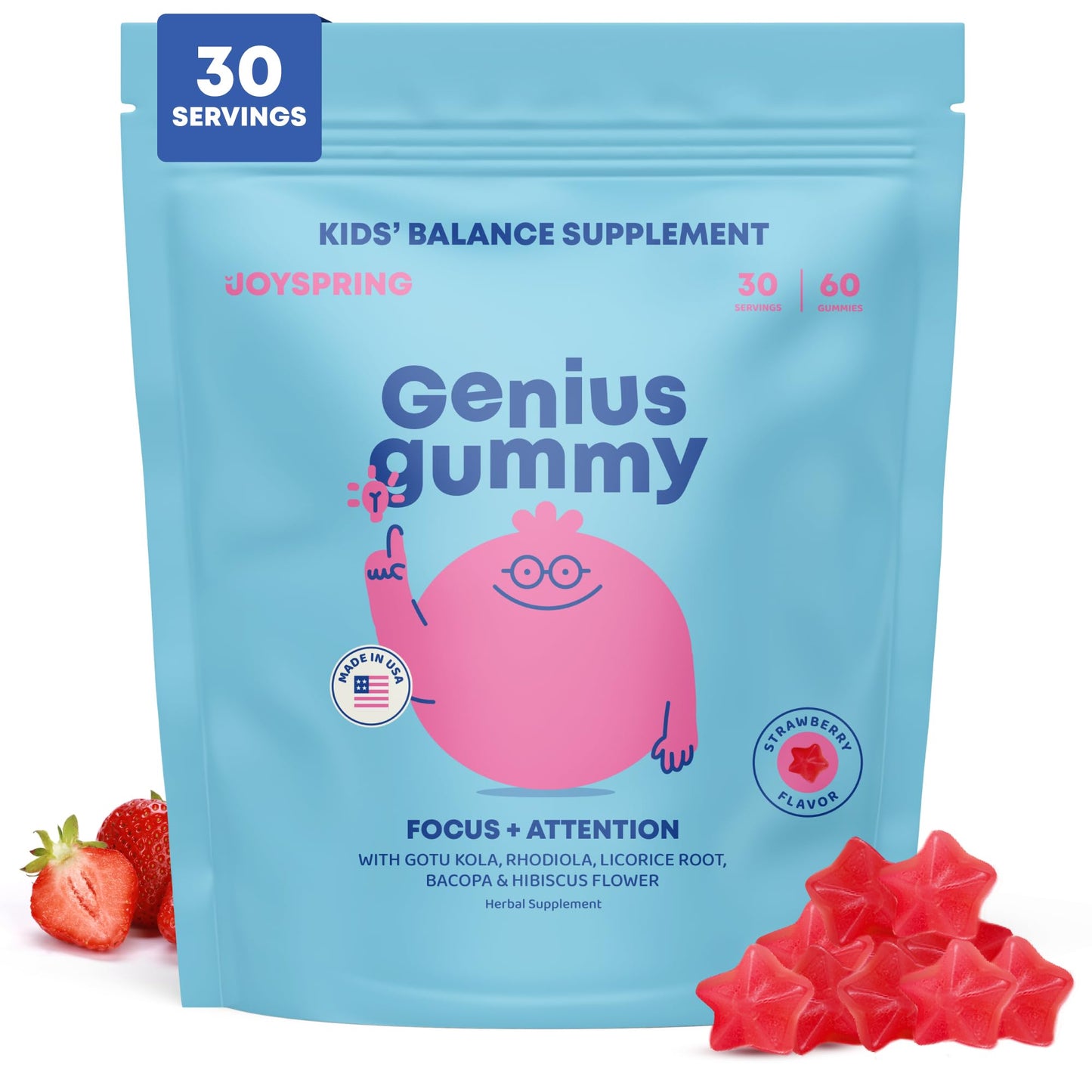 JoySpring Genius Kids Focus Gummies 60 Count
