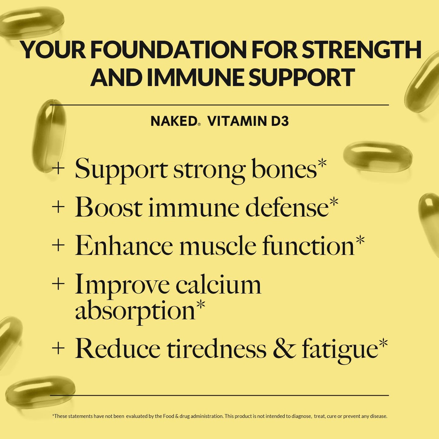 NAKED Vitamin D3 5000 IU Softgels, 200 Count