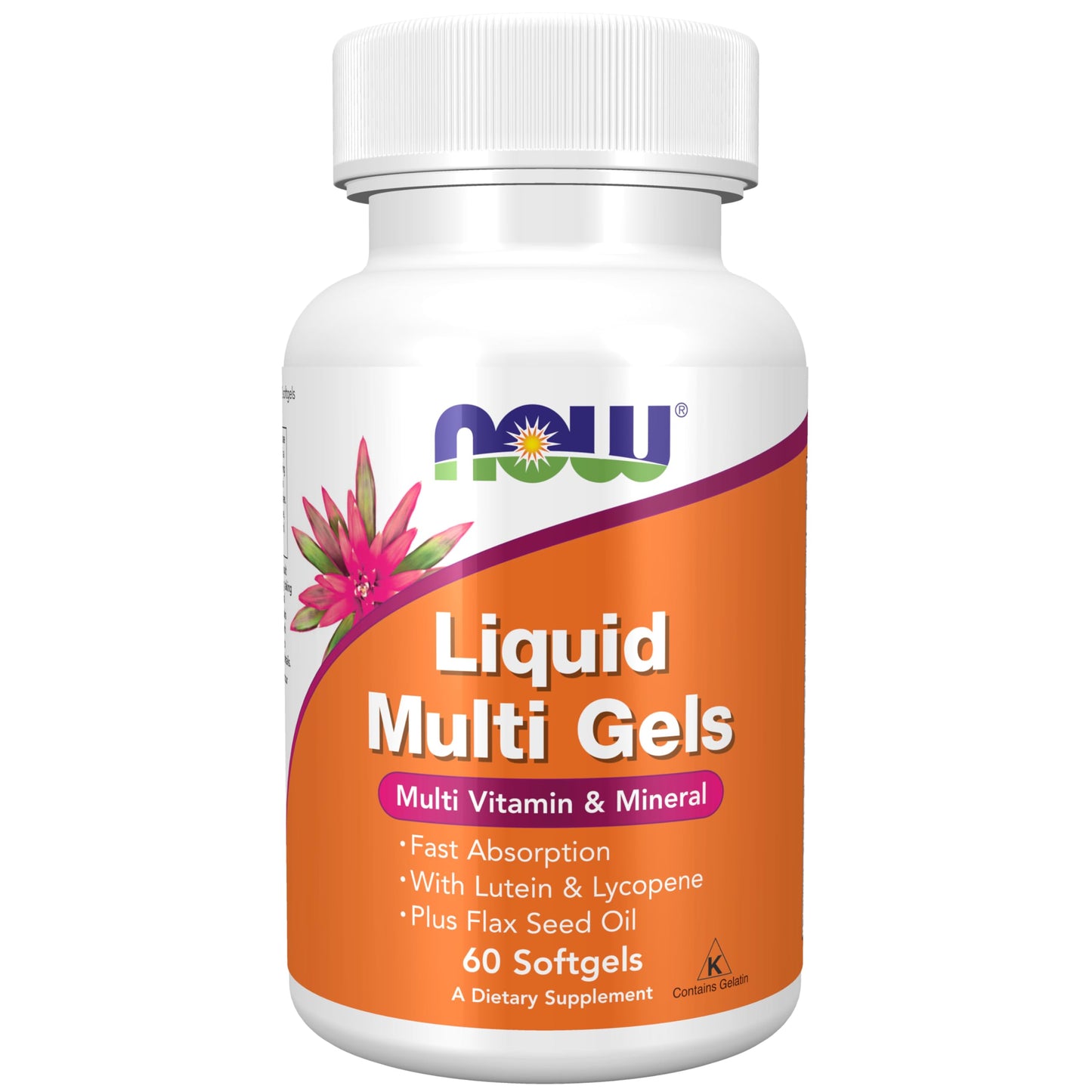 NOW Foods Liquid Multi Gels with Lutein and Lycopene Plus Flax Seed Oil 60 Softgels