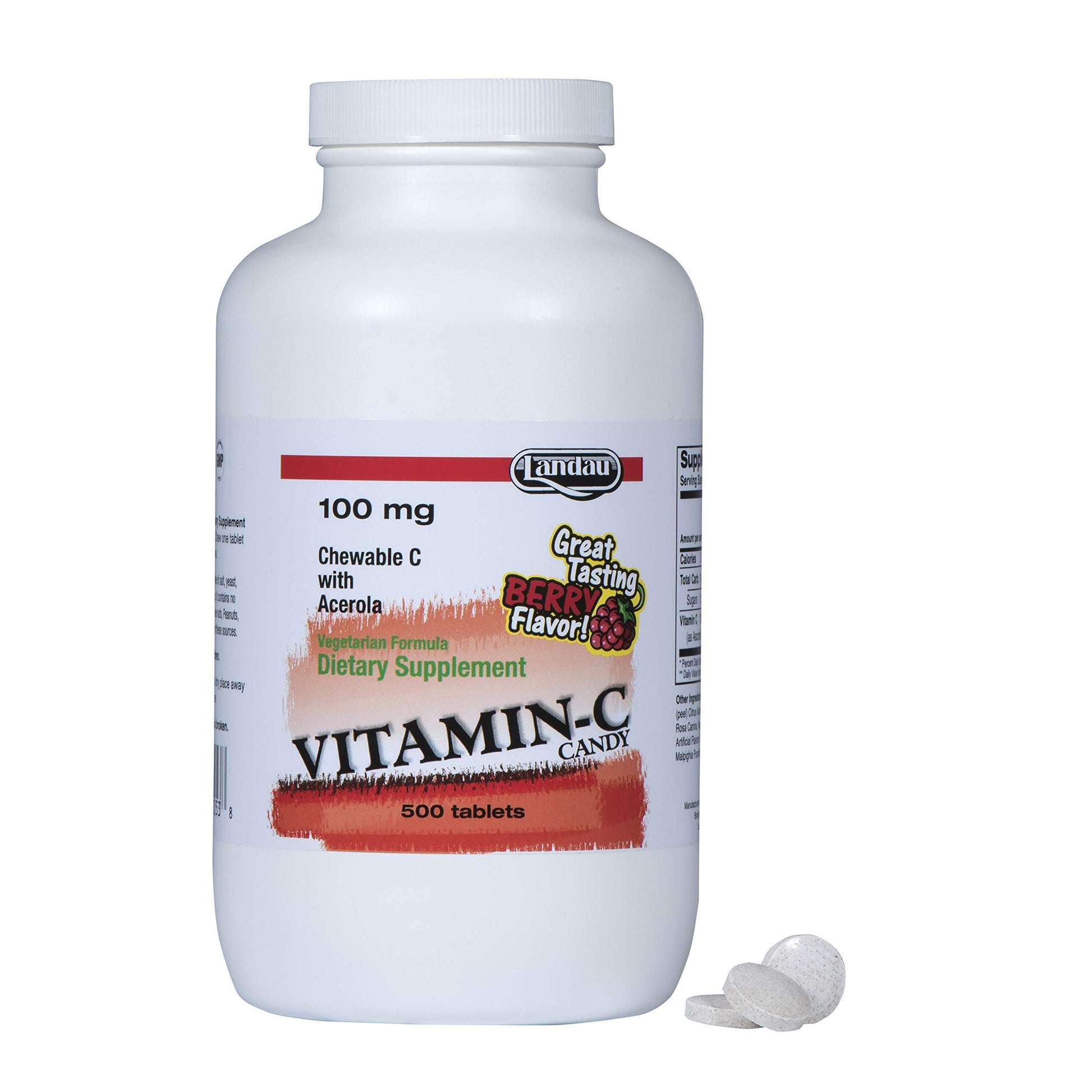 LANDAU Vitamin C Chewable 100 mg, 500 Chewable Tablets
