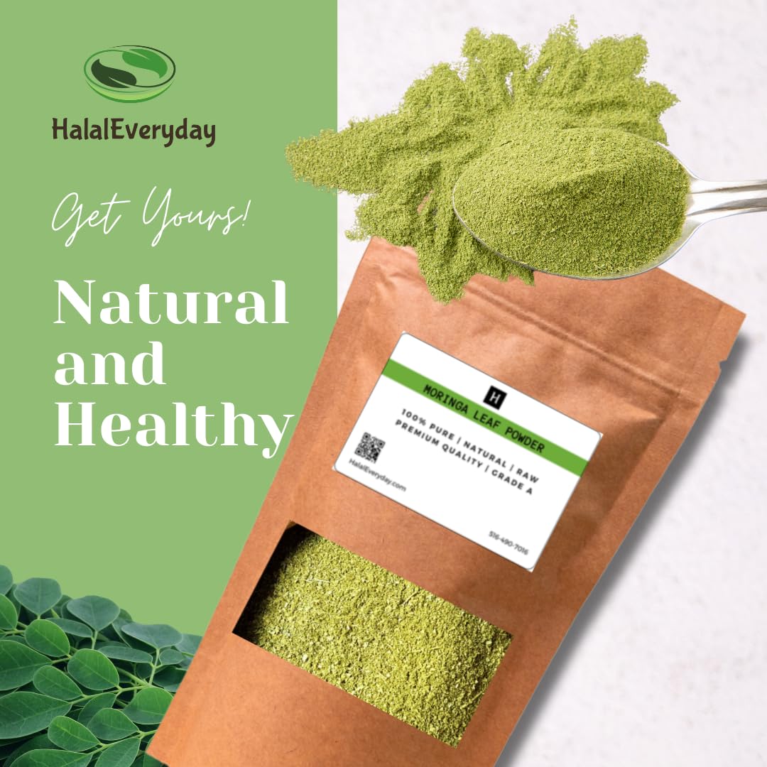 HalalEveryDay Moringa Leaf Powder, 16 Ounce Bag