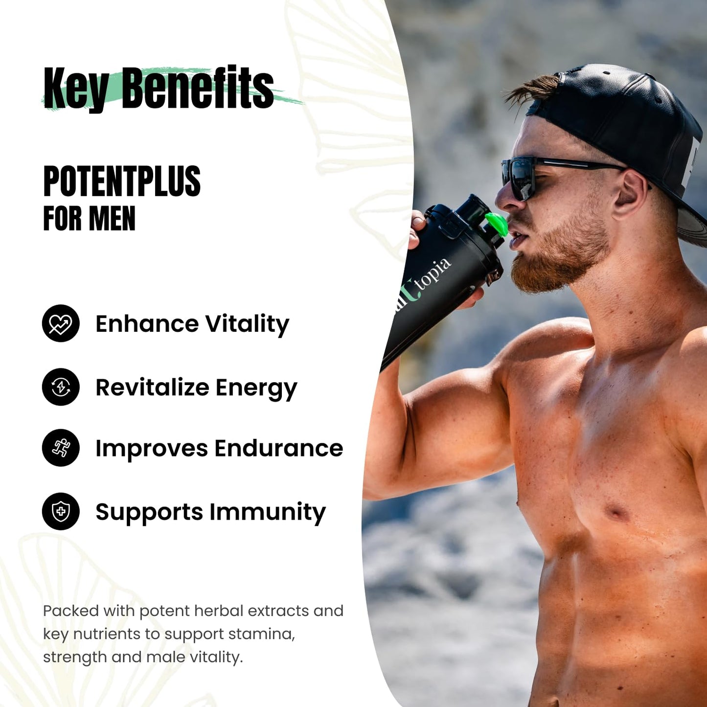 HealUtopia Maximum Men's Stamina, Endurance & Energy Booster with Organic Goji Berry, Cistanche Extract, Horny Goat Weed, Zinc, and L-Arginine Powder 4.04 Ounce