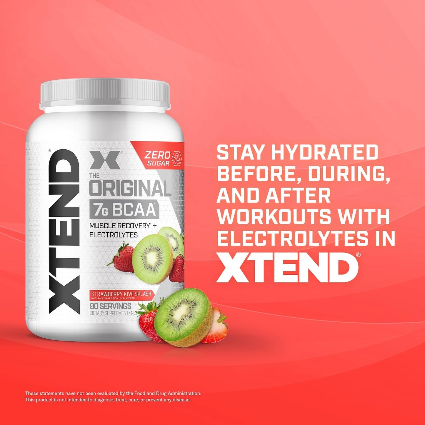 Xtend Original BCAA Powder Strawberry Kiwi Splash, 90 Servings