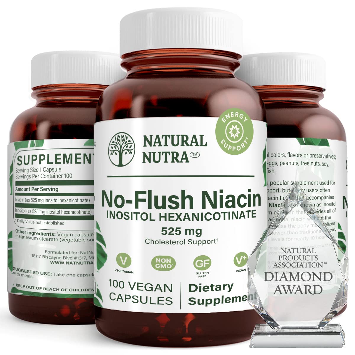 Natural Nutra No Flush Niacin Vitamin B3 Capsule, 100 Capsules