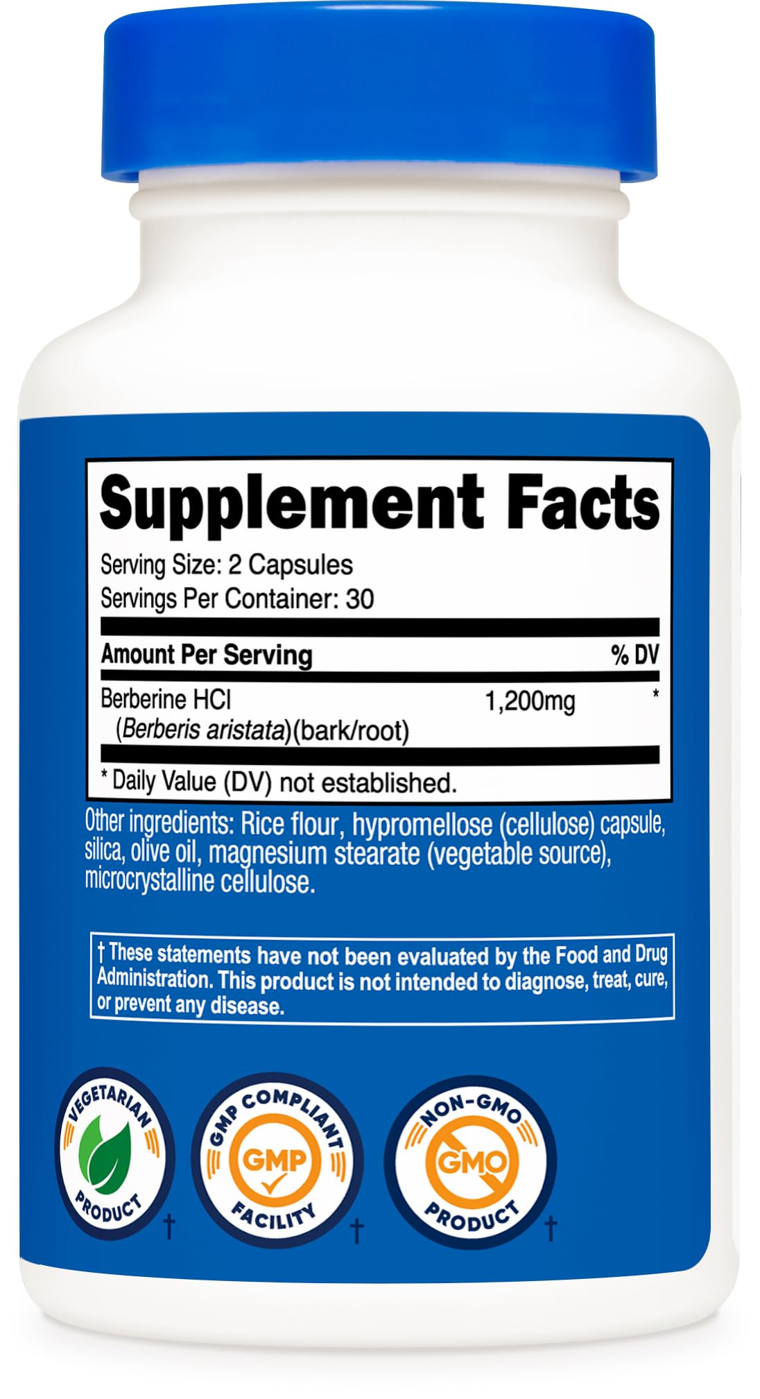 Nutricost Berberine HCl 1200mg Capsule 60 Count