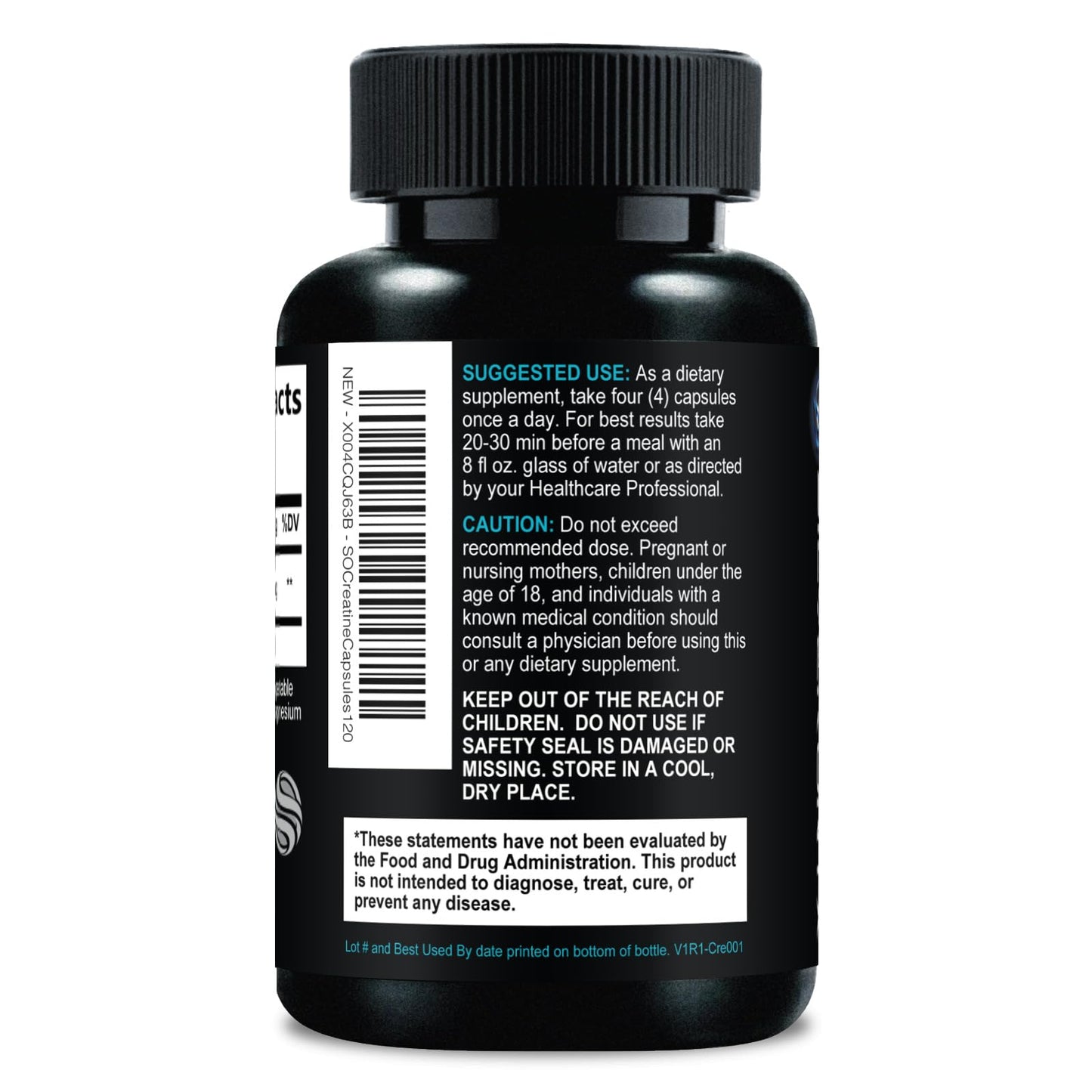 SILVERONYX Creatine Monohydrate 3000mg Capsules, 120 Count