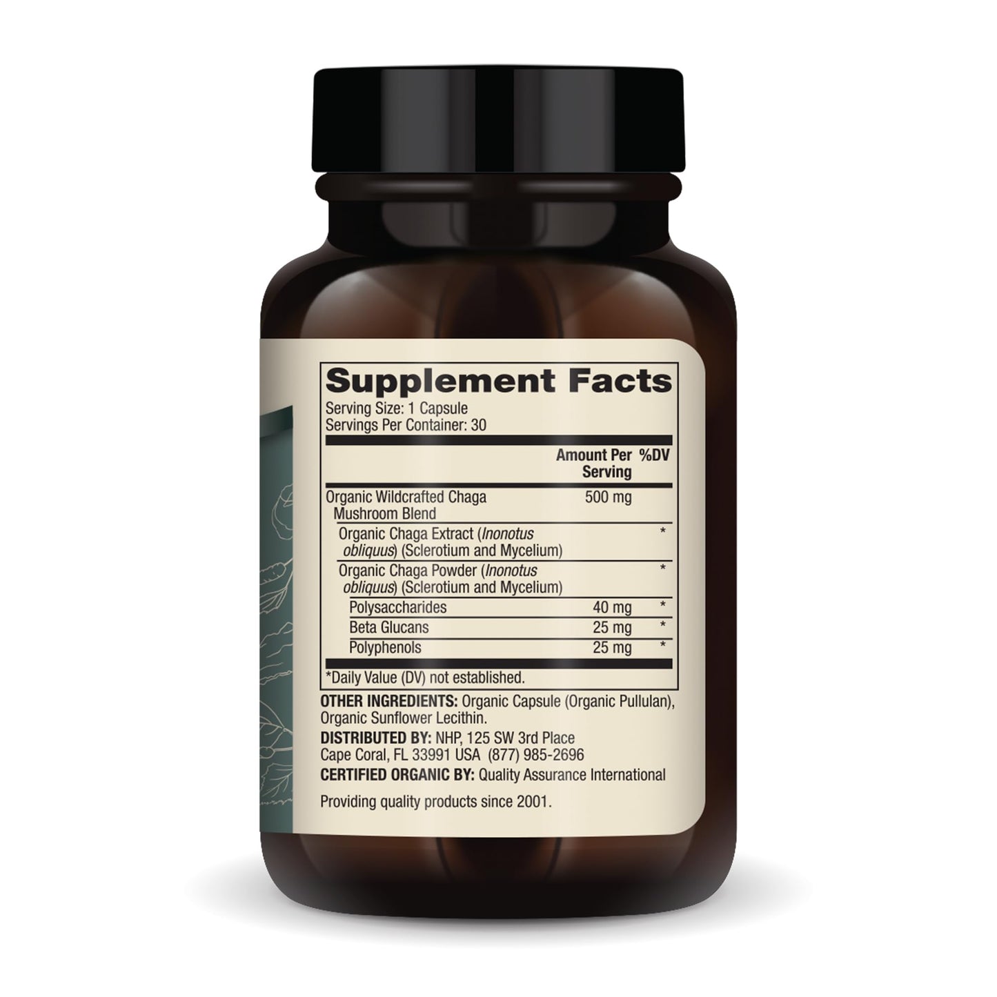 Dr. Mercola Organic Chaga Mushroom - Immune Support - Adaptogenic Blend with Chaga Extract & Chaga Powder Capsules, 30 Count