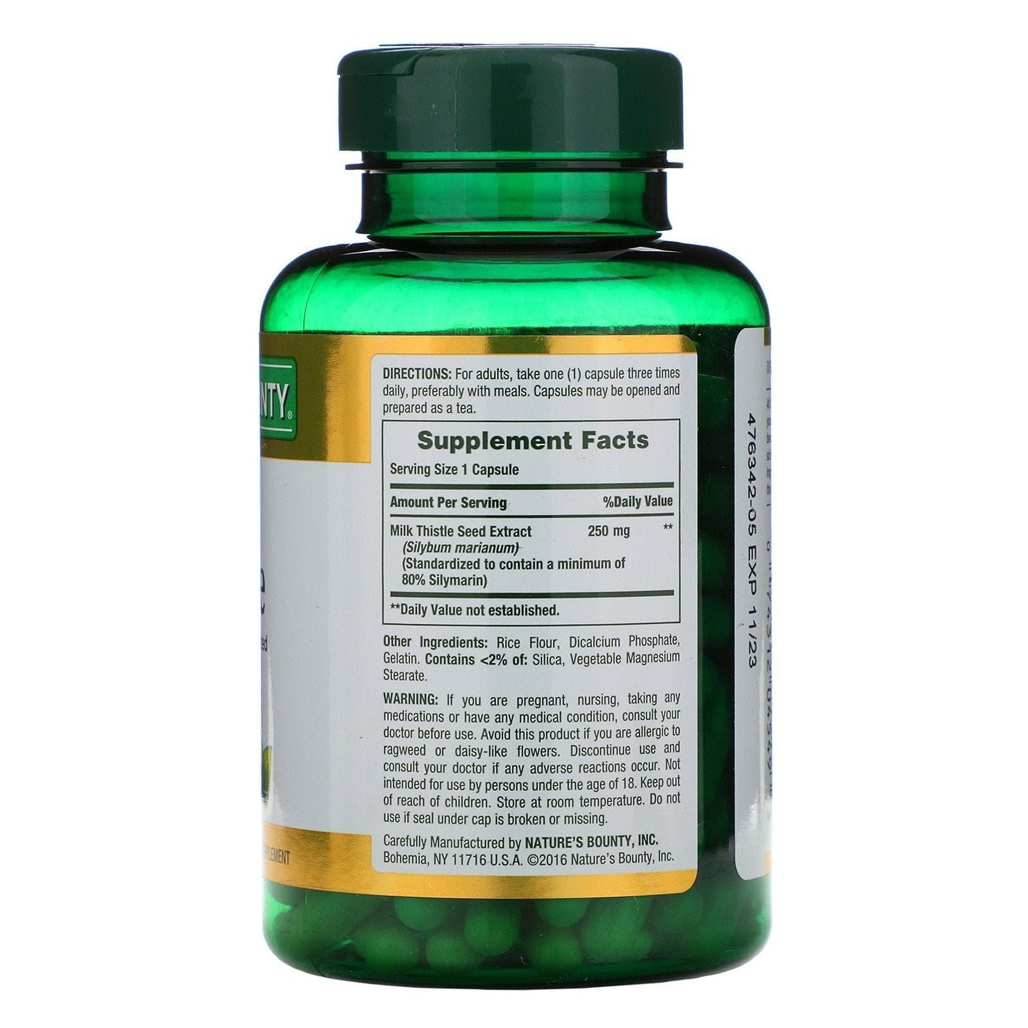 Nature's Bounty Milk Thistle 250 mg 600 Capsules