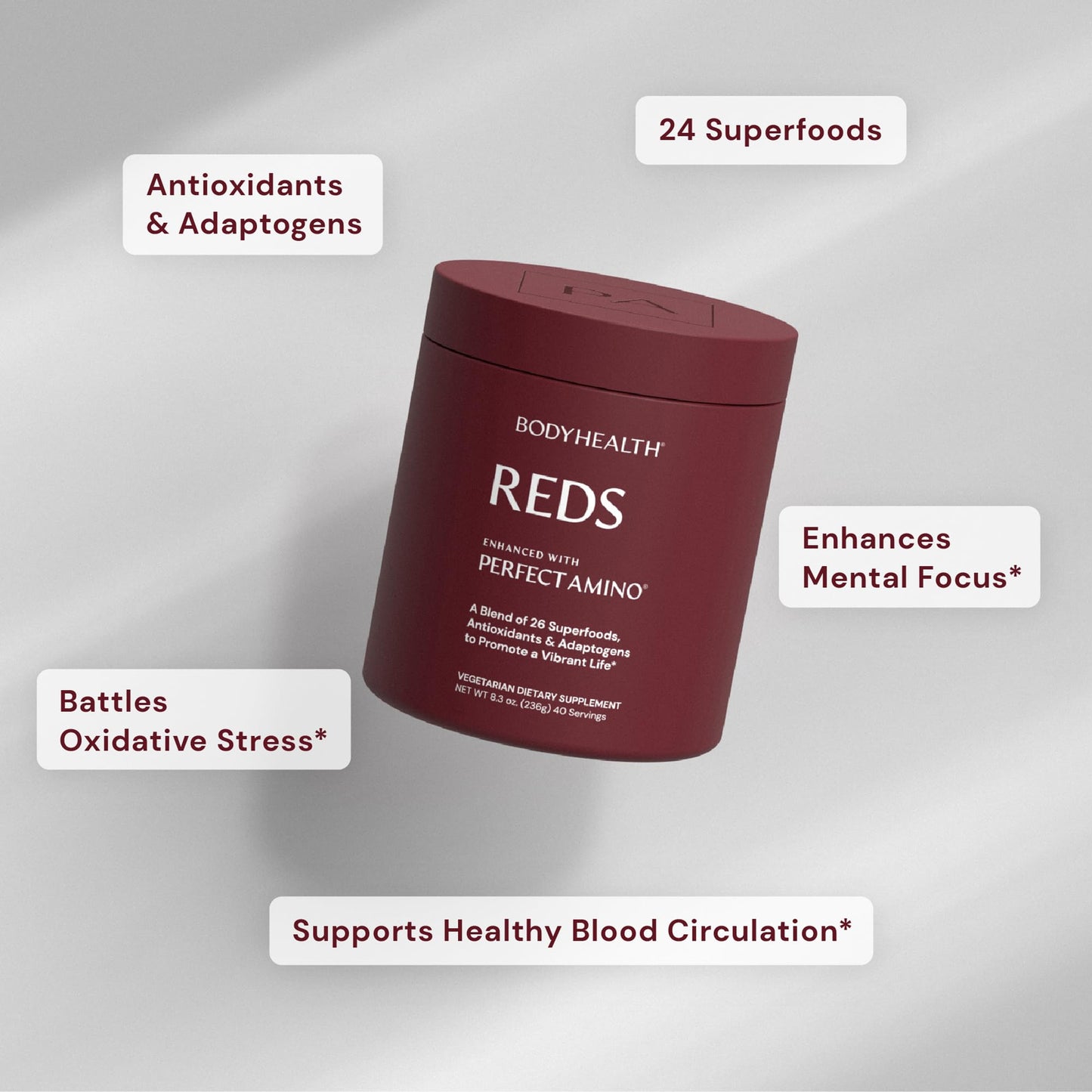 BodyHealth Reds Enhanced with PerfectAmino Daily Superfood Smoothie Powder 8.3 oz