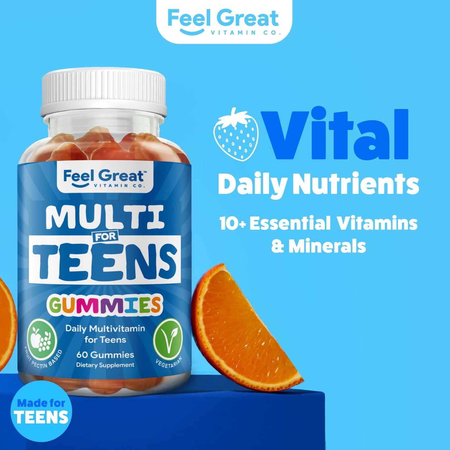The Feel Great Vitamin Company Teen Vitamins Multivitamin Gummies, 60 Count