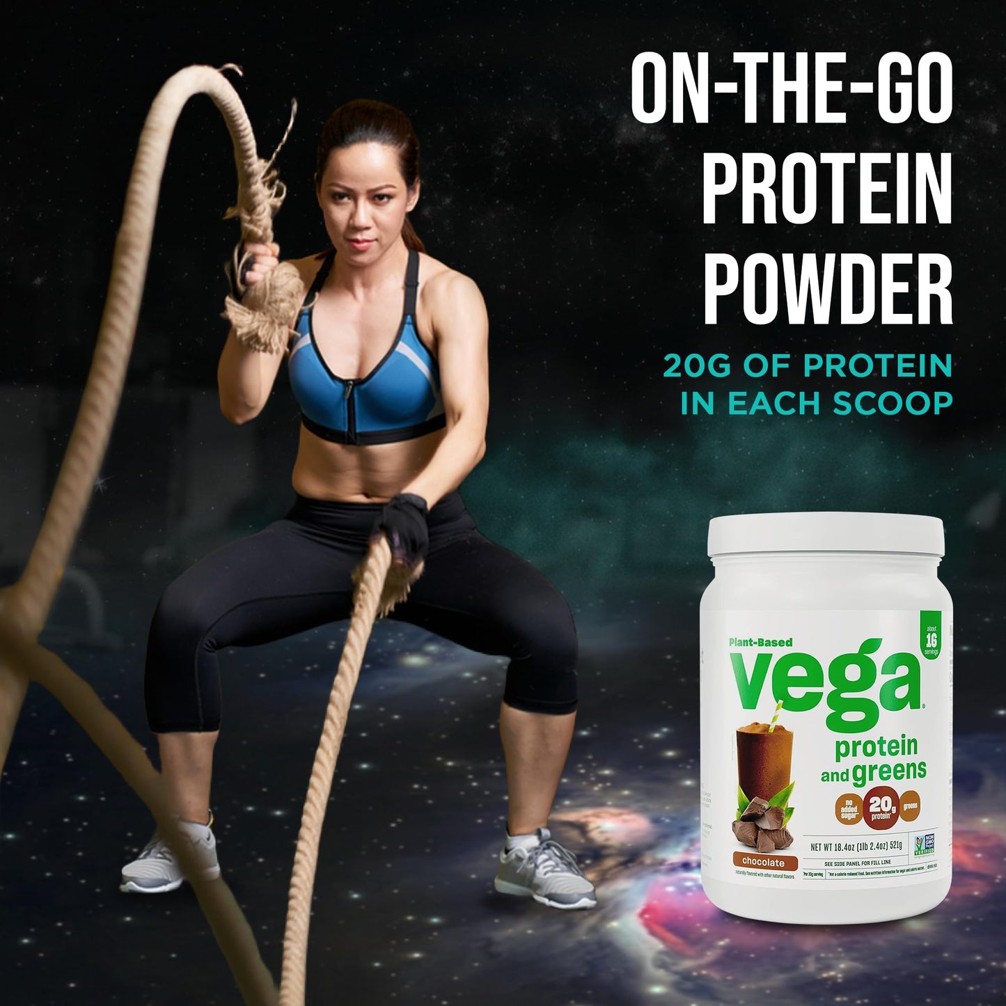 Vega Premium Protein + Supergreens Protein Powder, Chocolate, 18.4 oz