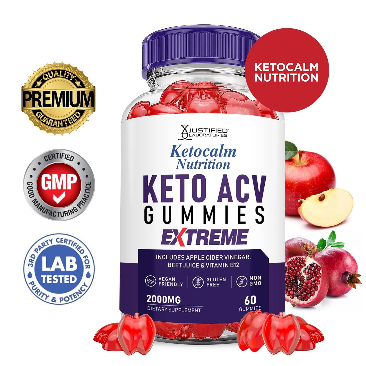 Justified Laboratories Ketocalm Keto ACV Gummies Extreme, 60 Count