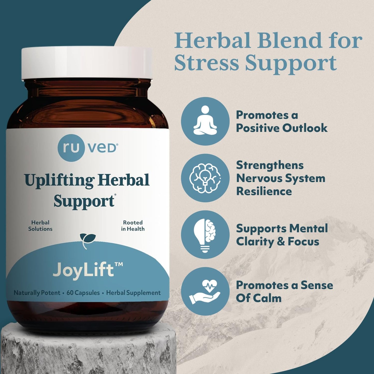 R-U VED JoyLift Saffron and Ashwagandha Supplements Uplifting Formula for Women and Men Herbal Support for Adults Capsules 1 Count