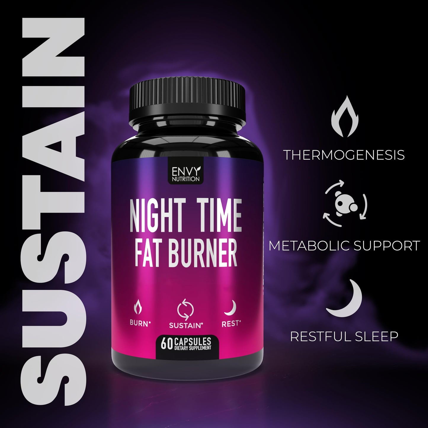 Envy Nutrition Night Time Fat Burner Supplements with Green Coffee Bean Extract Capsule 60 Count
