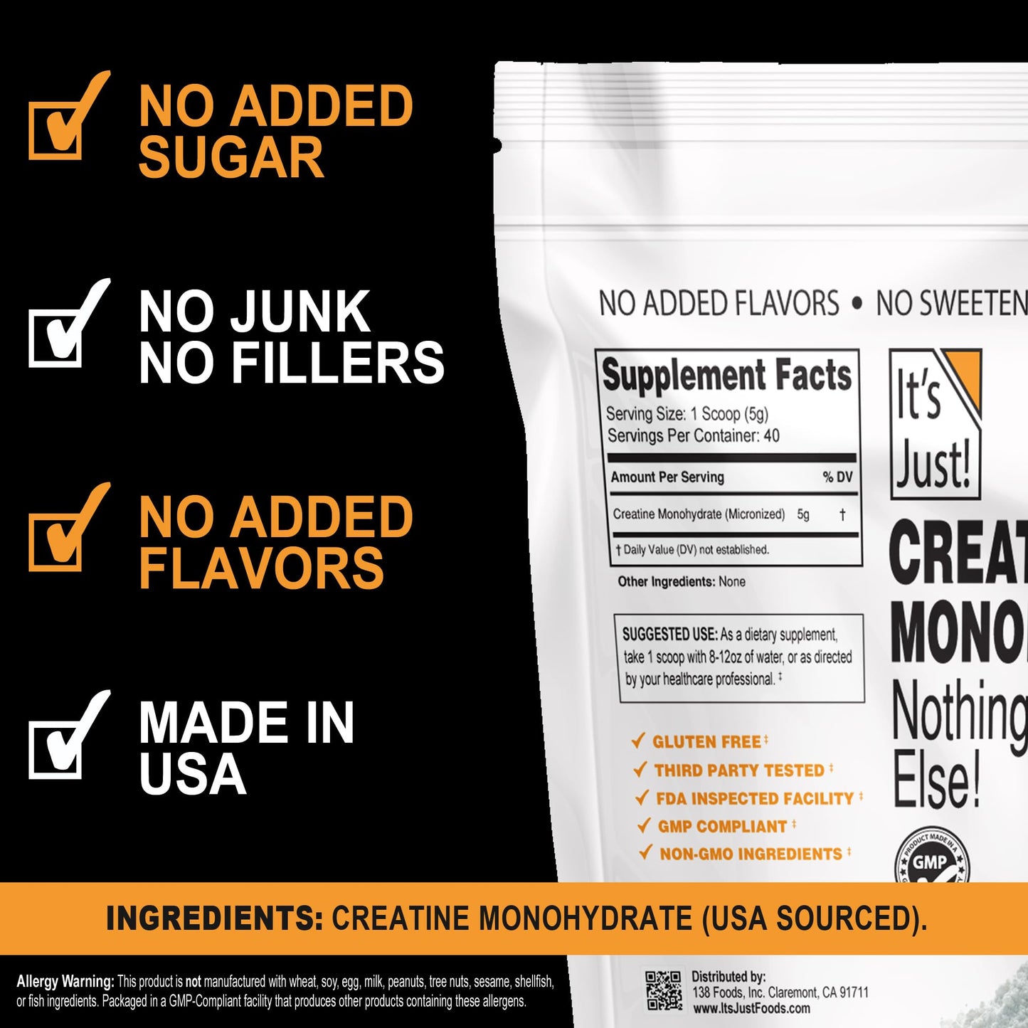 It's Just! Creatine Monohydrate Powder 7 oz