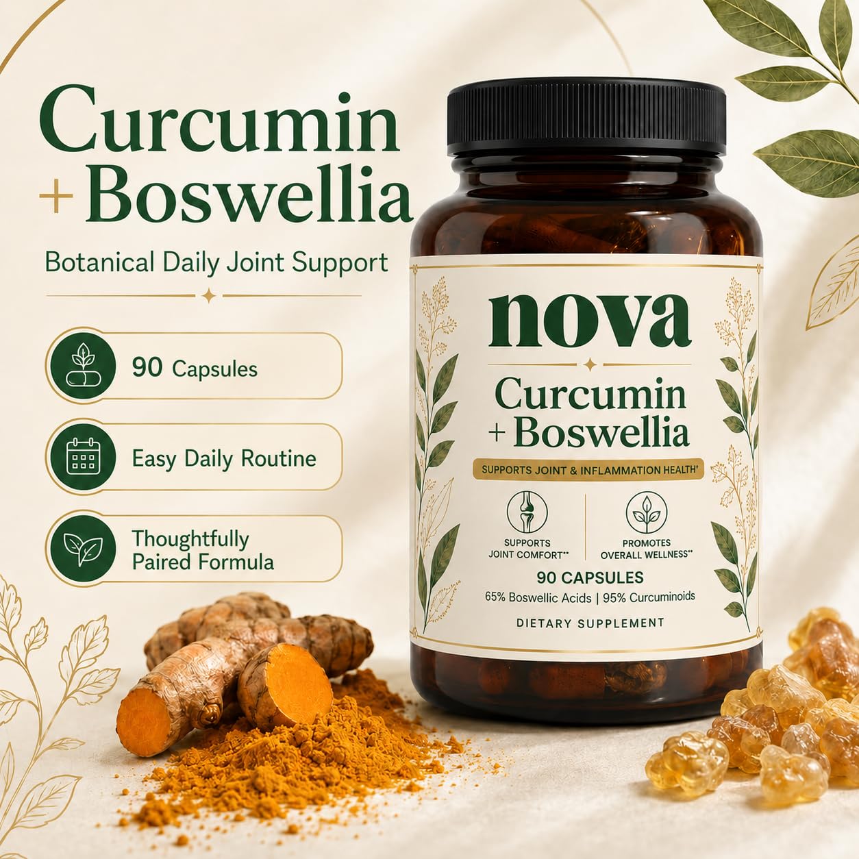 PTZ Crystal Nova Curcumin Boswellia Joint Support Softgel 1 Count