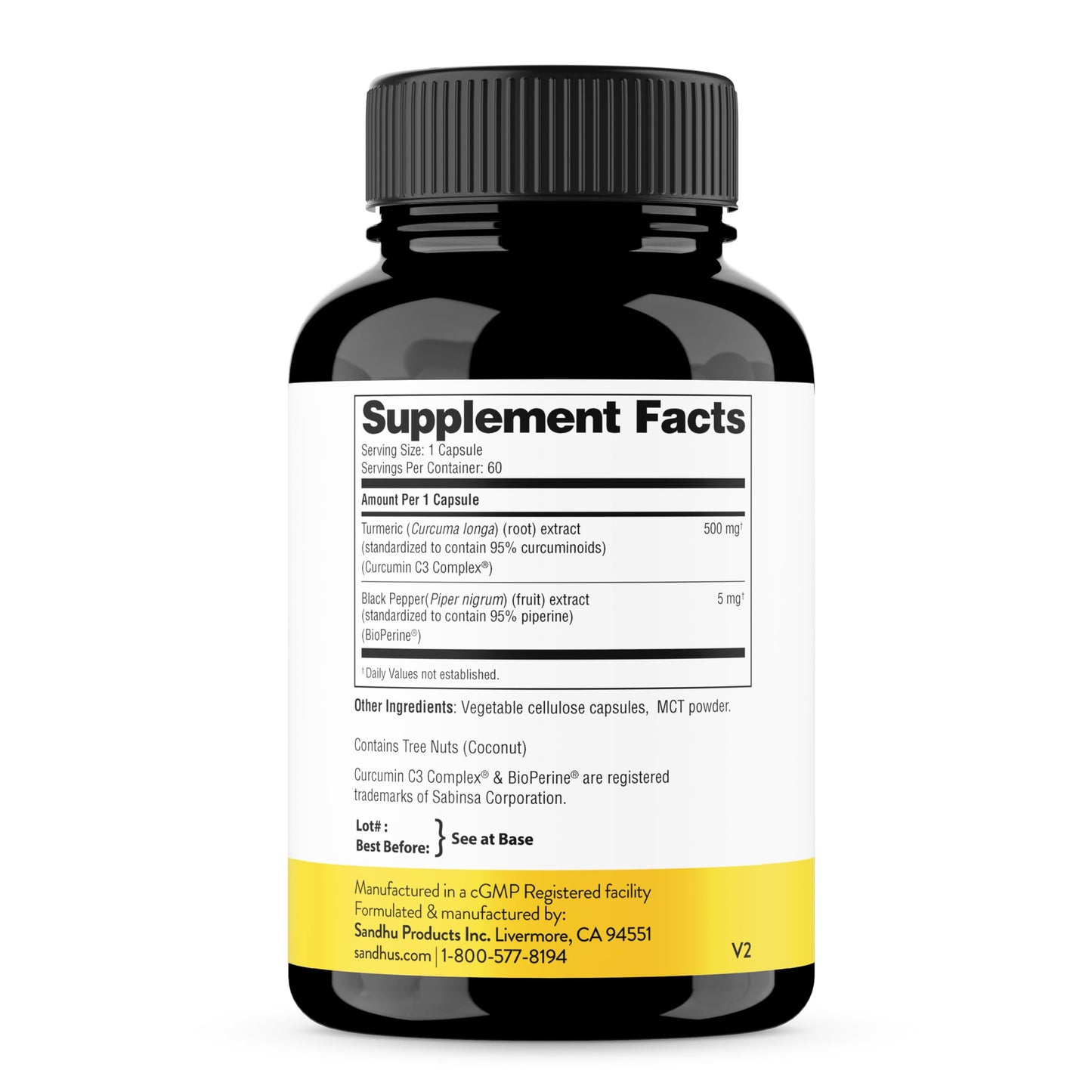 Sandhu's Curcumin C3 Complex with BioPerine 60 Capsules, Non-GMO