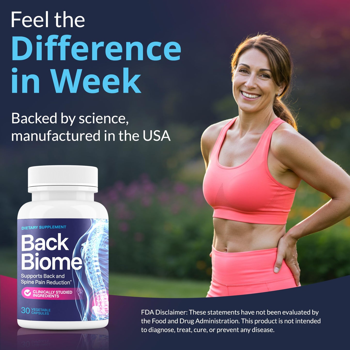 BackBiome Advanced 7-Strain Probiotic Formula for Gut & Back Health, 30 Capsules