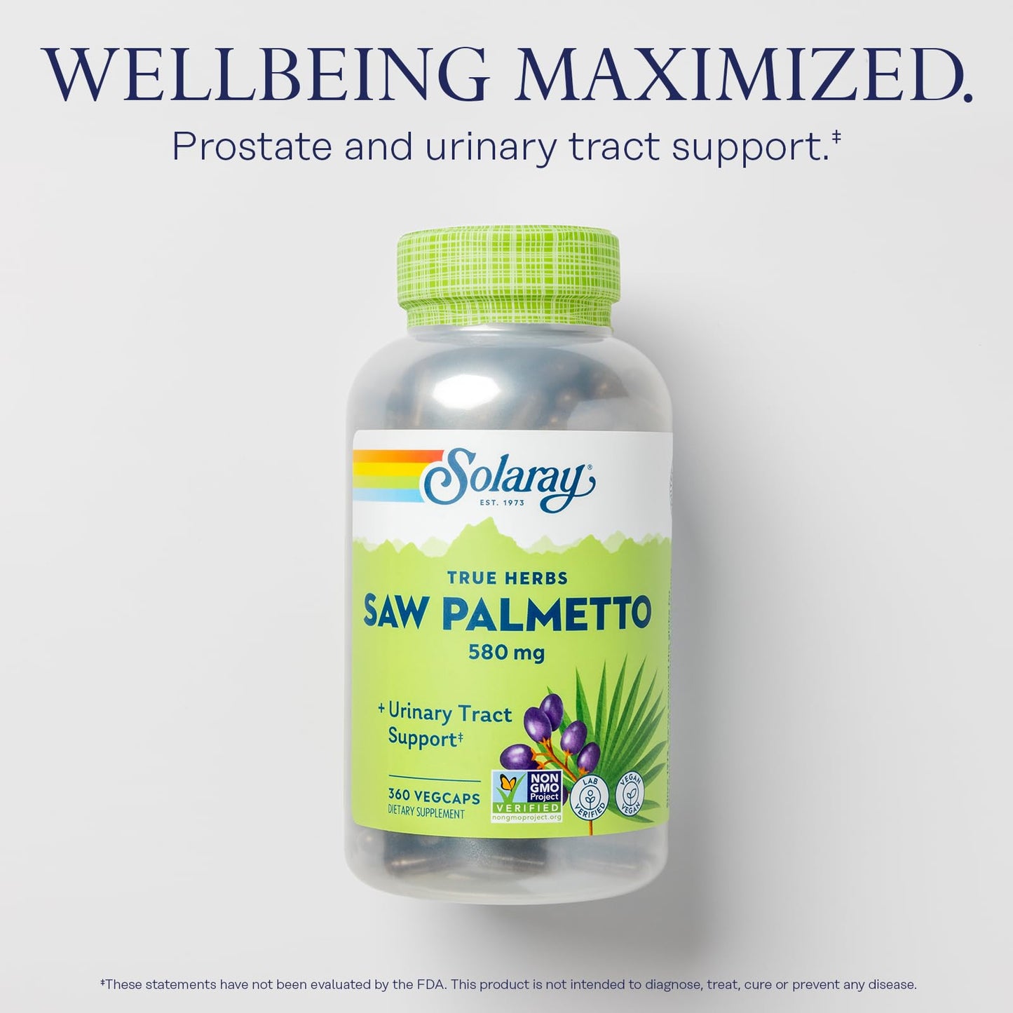 Solaray Saw Palmetto Berries 580 mg Capsule, 360 VegCaps