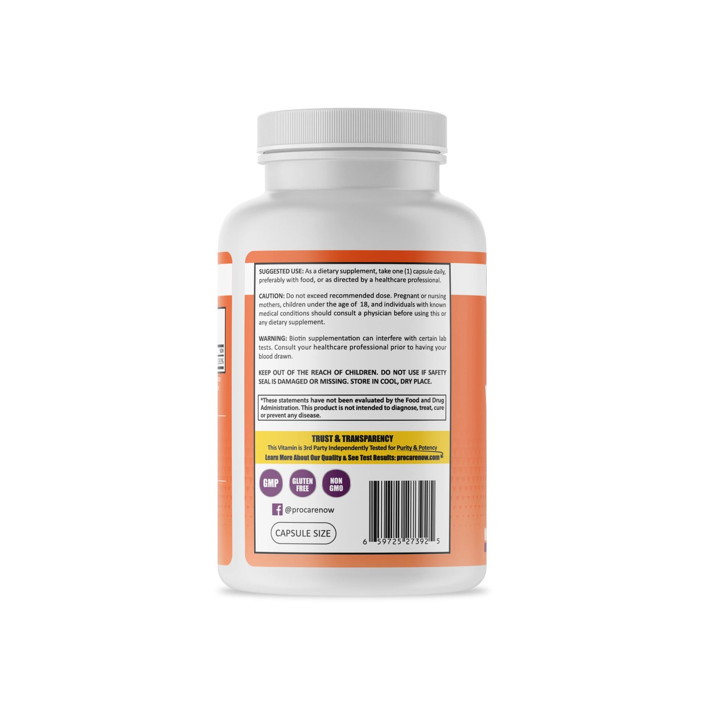 ProCare Health Biotin 10,000mcg Capsule, 120 Count