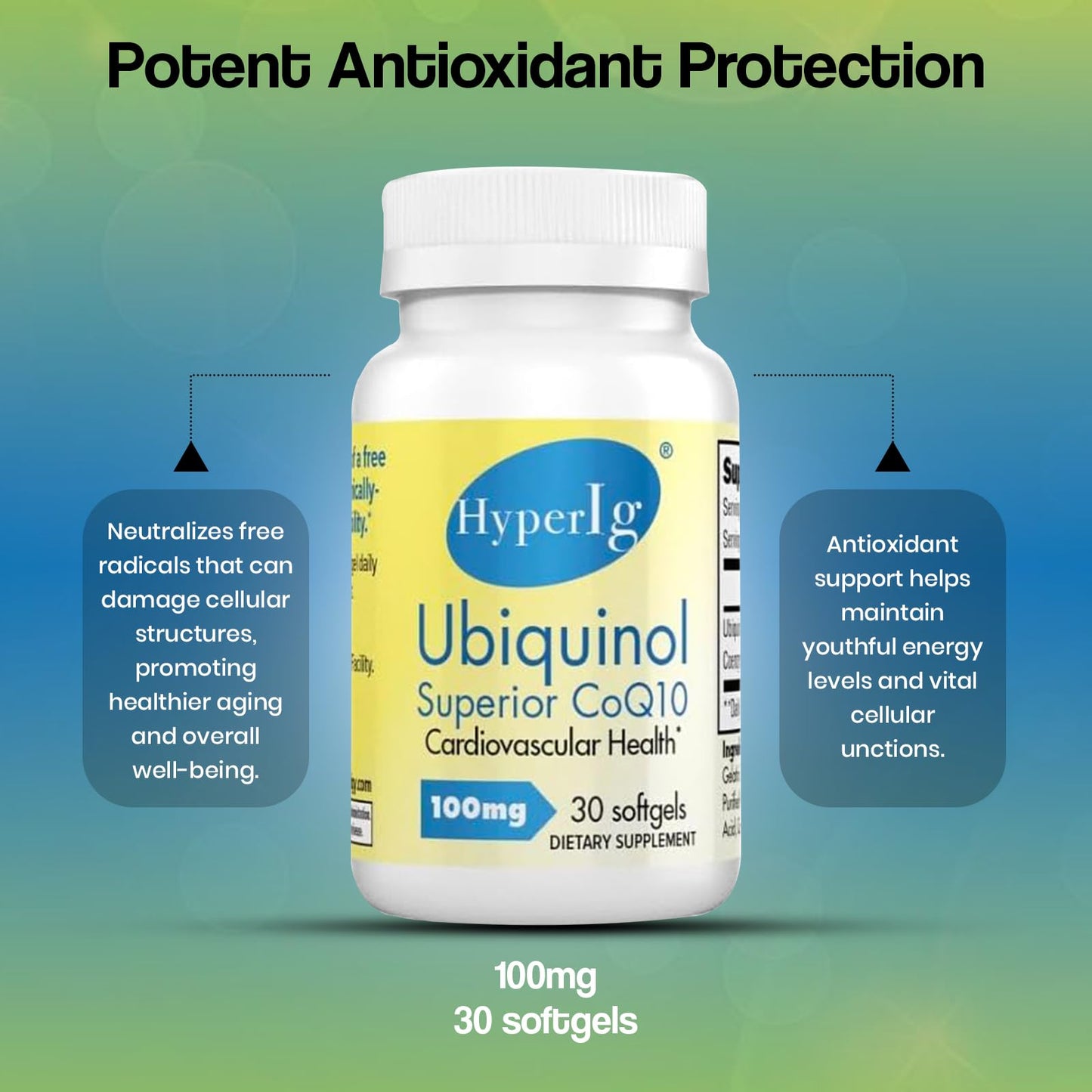 HYPERIG Ubiquinol CoQ10 100mg Softgel, 1 Count