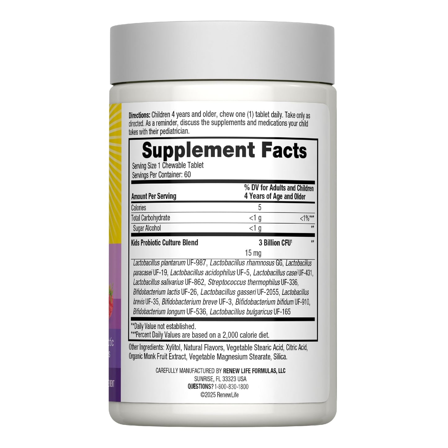 Renew Life Ultimate Flora Kids Probiotic Chewables Tablets, 60 Count