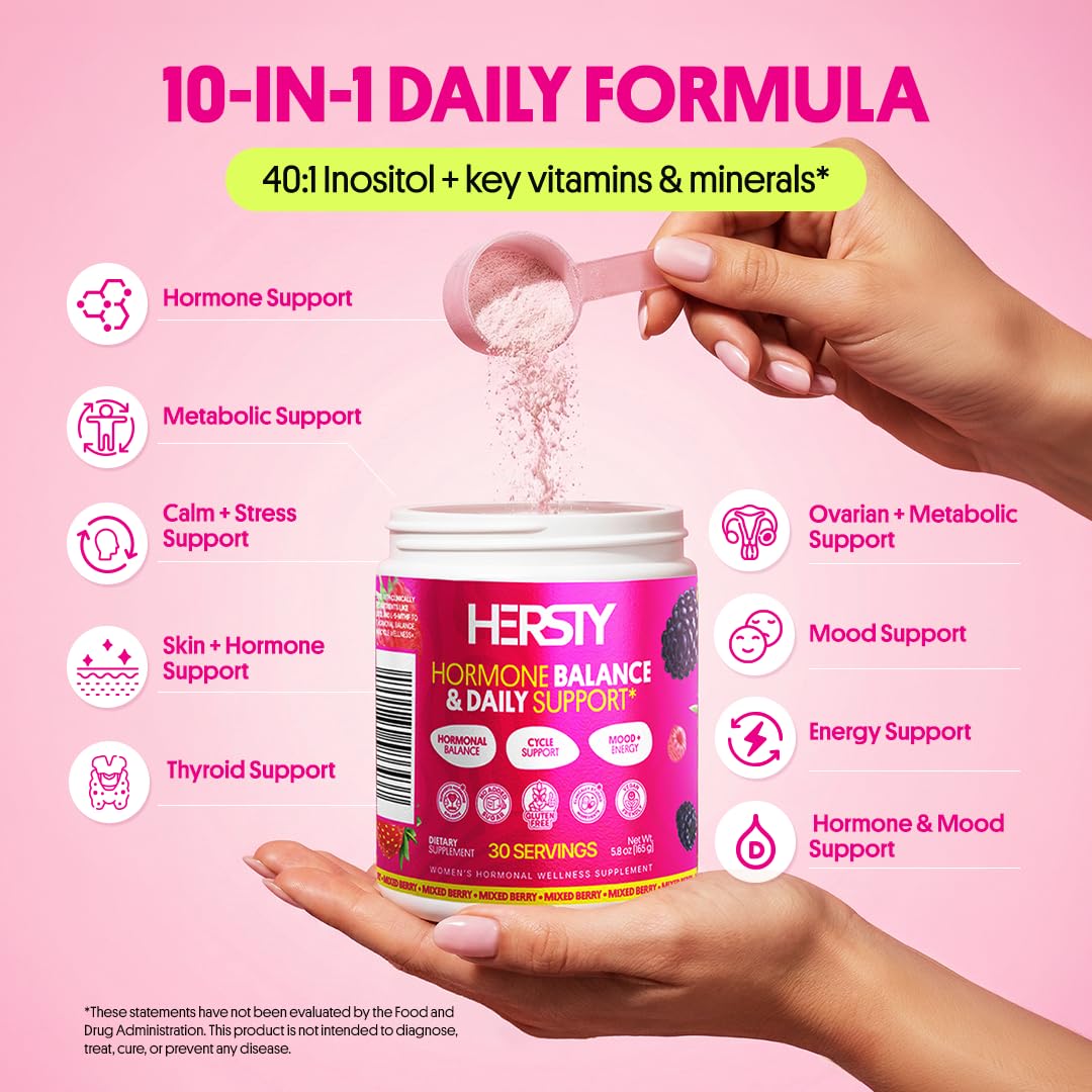 HERSTY Myo-Inositol & D-Chiro Inositol 40:1 Magnesium Powder for Women, 5.8 oz