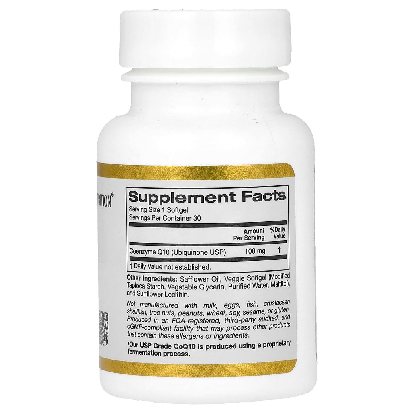 California Gold Nutrition CoQ10 100 mg Coenzyme Q10 Ubiquinone USP Supports Mitochondrial Function*, 30 Veggie Softgels