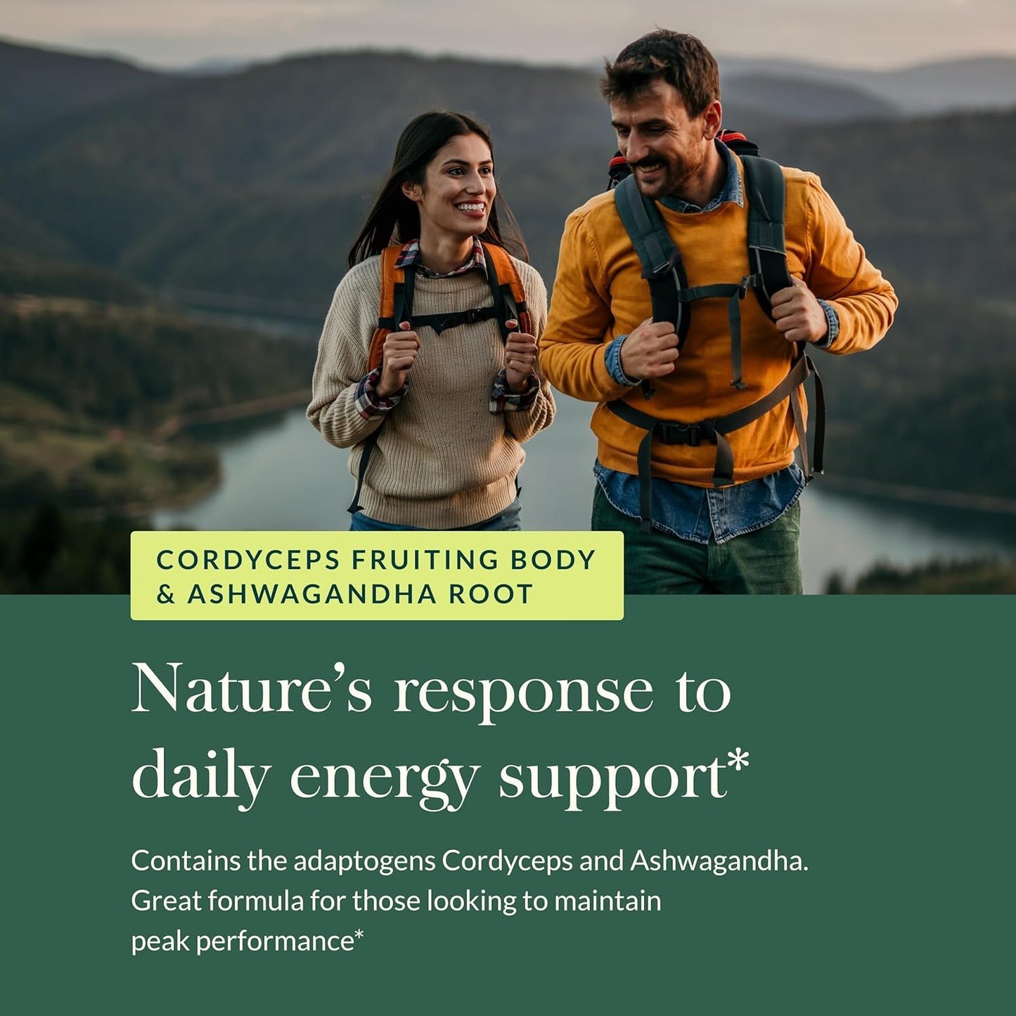 Gaia Herbs Adaptogen Performance Energy Support Supplement with Cordyceps & Ashwagandha 60 Capsules