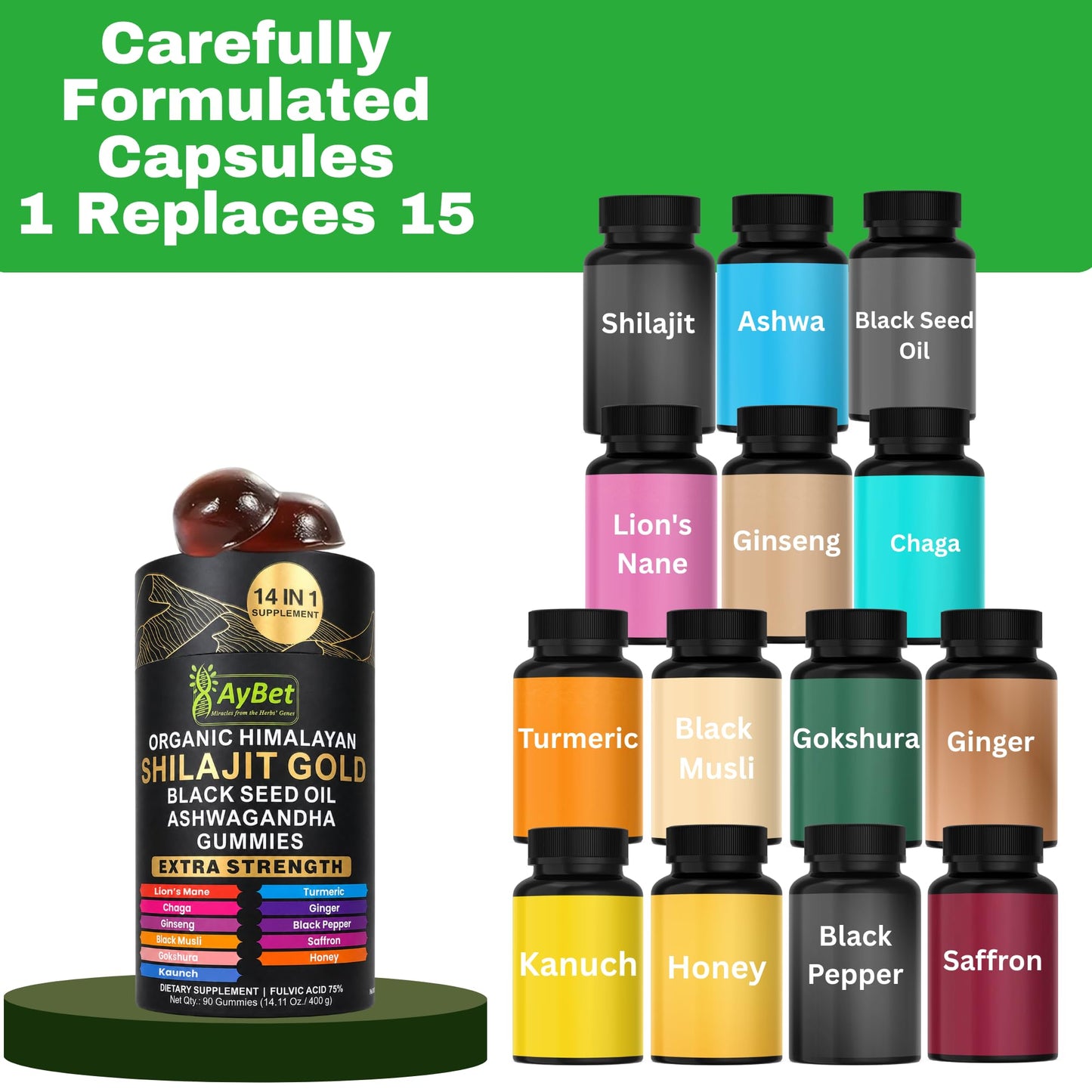 AyBet Organic Himalayan Shilajit Gold Gummies, 90 Gummies