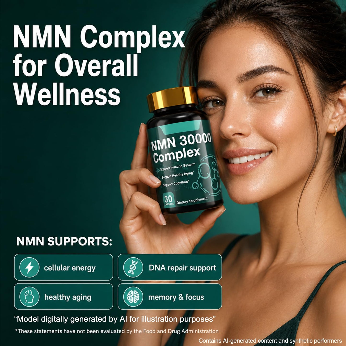 Dr. HR 6-in-1 NMN Complex Supplement 300mg, 30 Capsules
