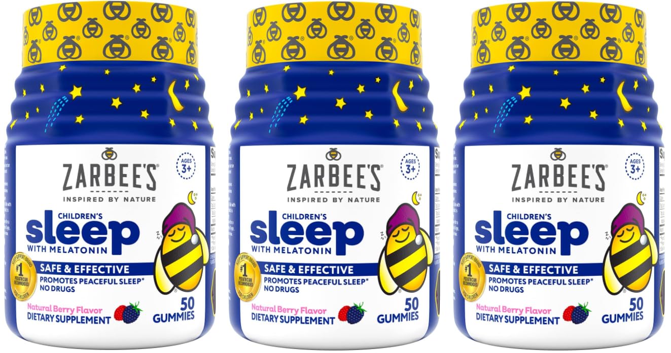 Zarbee's Kids 1mg Melatonin Gummy, Natural Berry Flavor, 50 Count