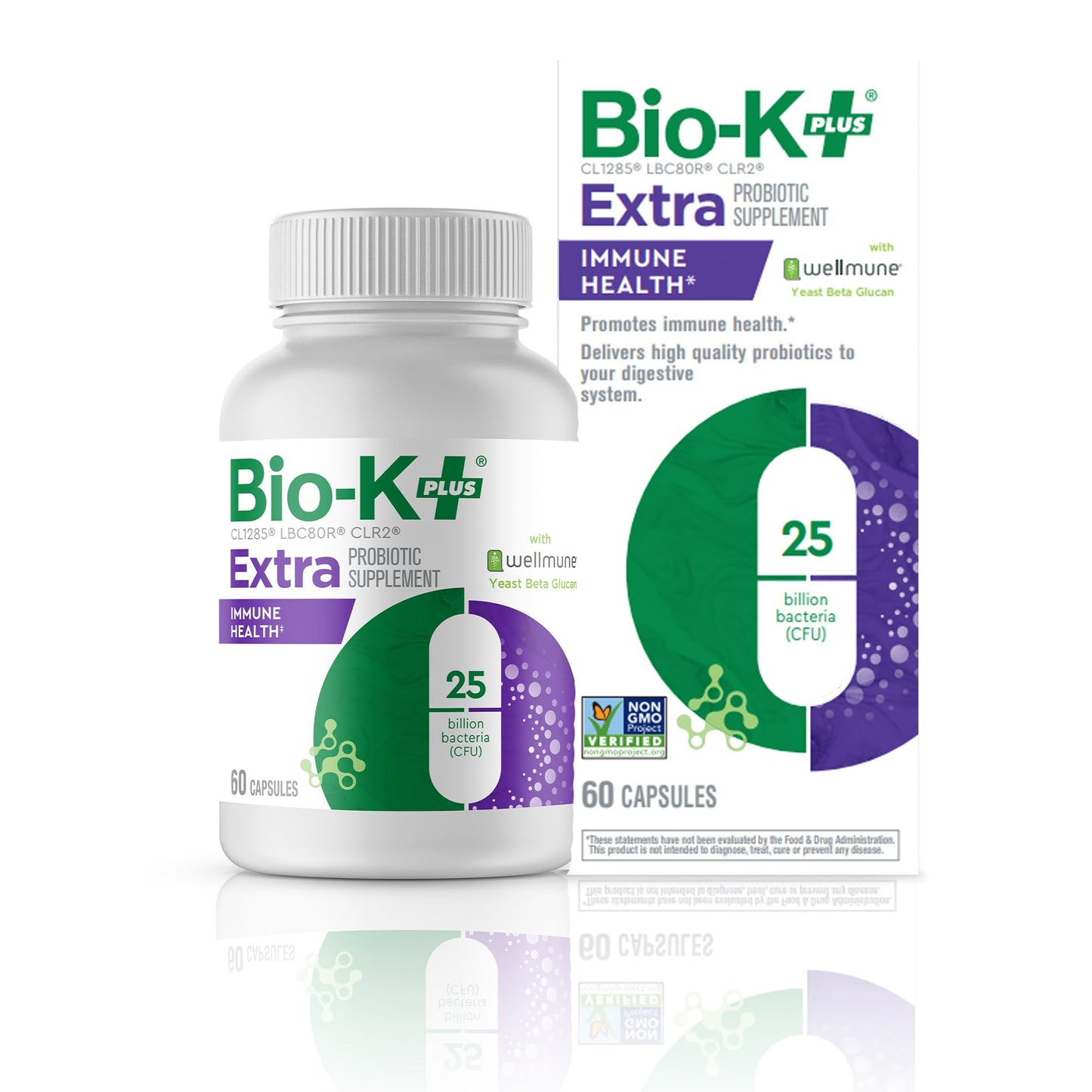 Bio-K Plus Probiotic for Immune Health with Wellmune, Delayed Release Probiotic Supplement, 25 Billion CFU, Vegan, 60 Capsules